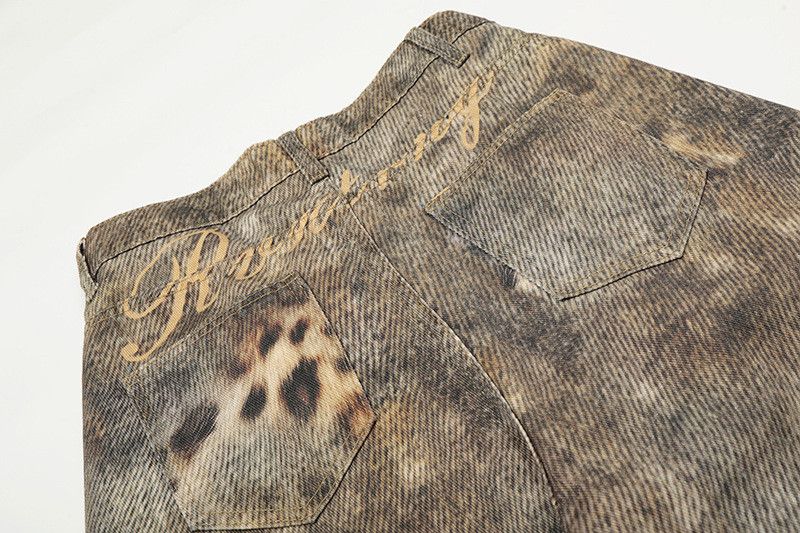 Vintage American retro distressed leopard print wide-leg jeans Size US 32 / EU 48 - 5 Thumbnail