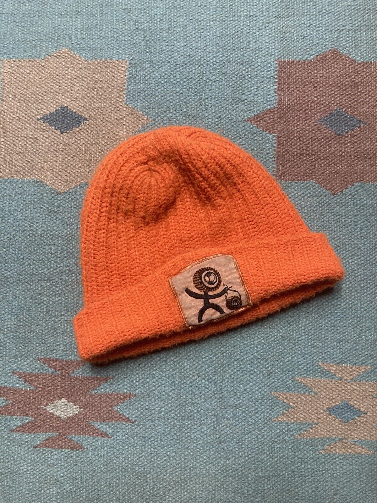 Scully × Vintage Vtg acrylic knit beanie hi vis gear head patch mechanic Size ONE SIZE - 1 Thumbnail