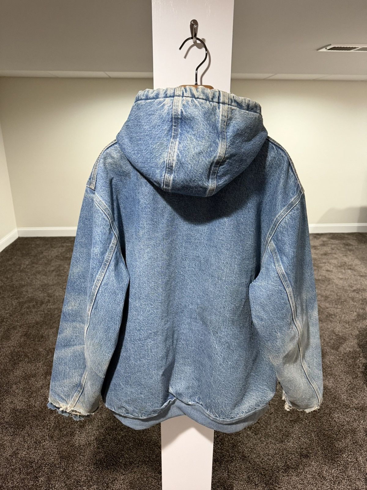 Carhartt Vintage Carhartt Denim Blanket Lined Thrashed Hooded Jacket Size US XL / EU 56 / 4 - 3 Thumbnail