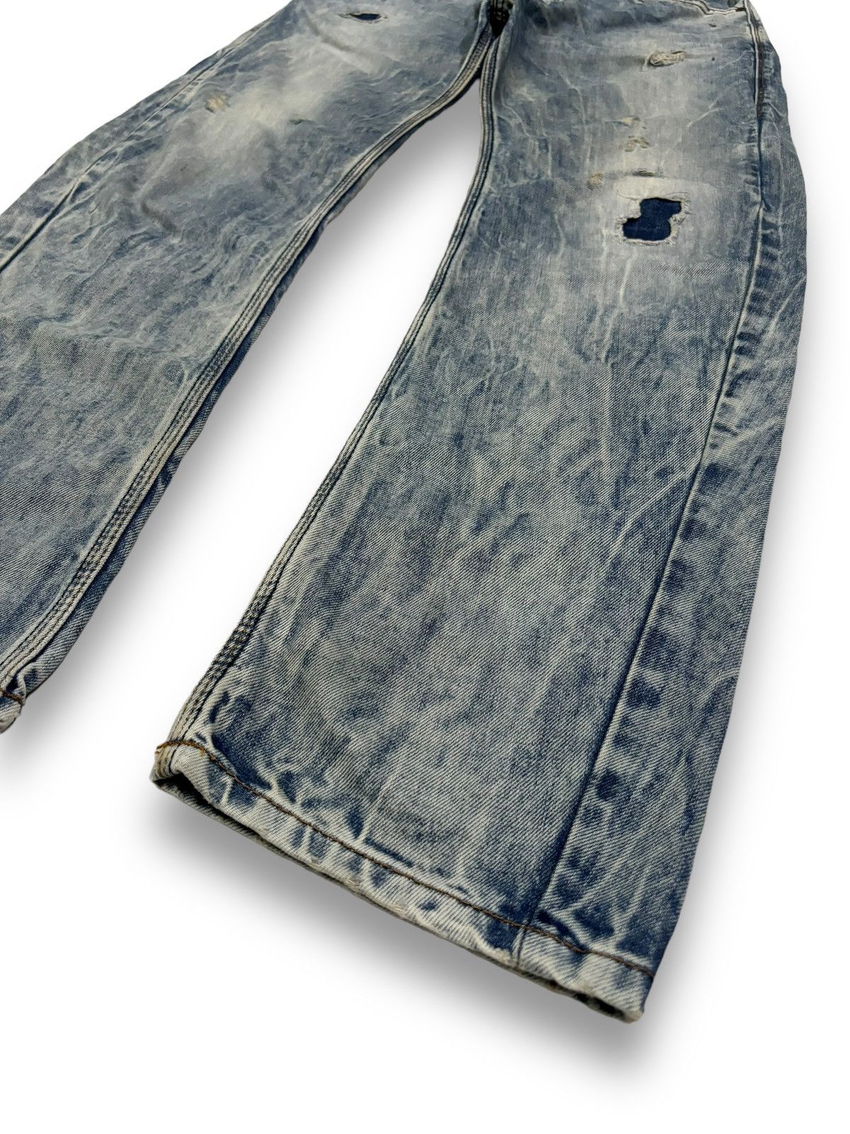 Diesel Diesel Industry Acid Wash Patched Distressed Curved Jeans Size US 31 - 11 Thumbnail