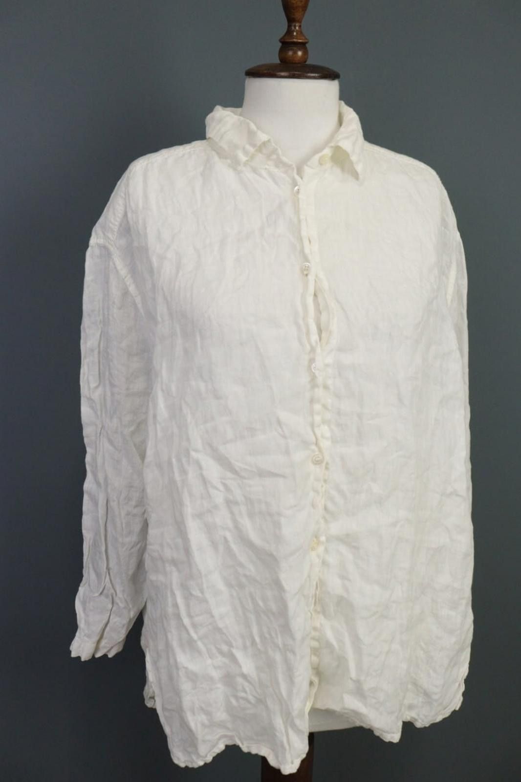 Oscar De La Renta Oska White Relaxed Lagenlook Button Up Tunic Shirt Short Size S / US 4 / IT 40 - 5 Thumbnail