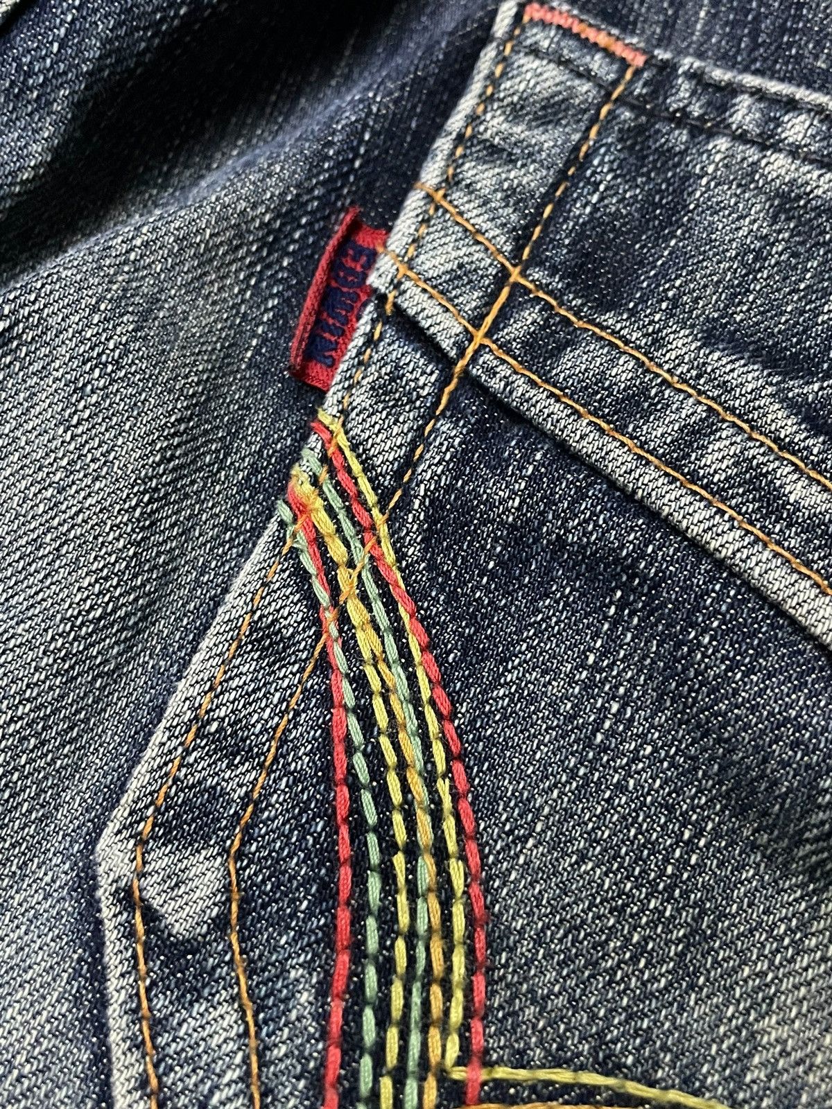 Edwin Rare Edwin 503 Flare Heavy Stitch Multi Colour Denim Jeans Size US 34 / EU 50 - 22 Thumbnail
