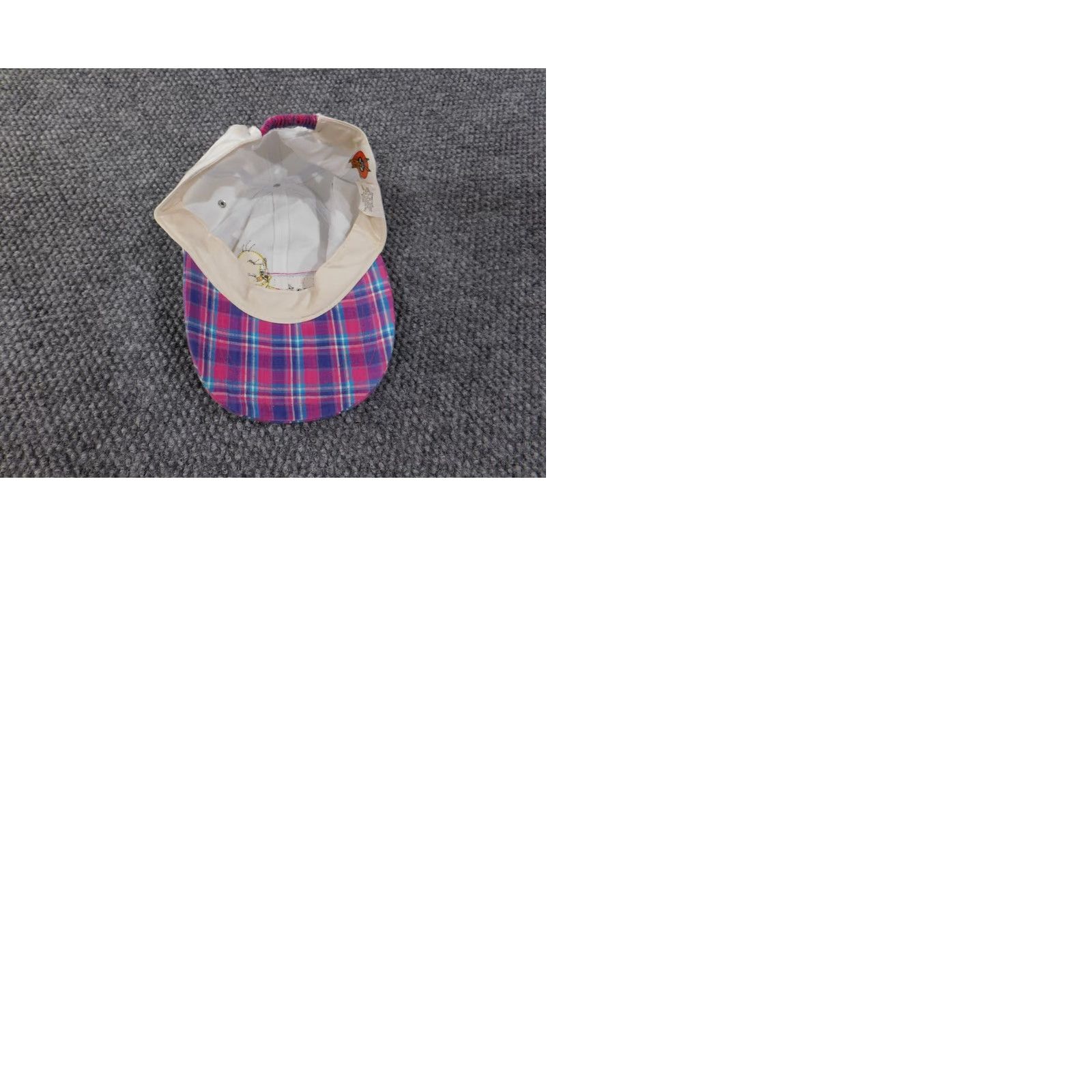 Vintage Looney Tunes Hat One Size White Vintage Plaid Cotton Polyester Adjustable Baseball Cap Women Size ONE SIZE - 9 Thumbnail