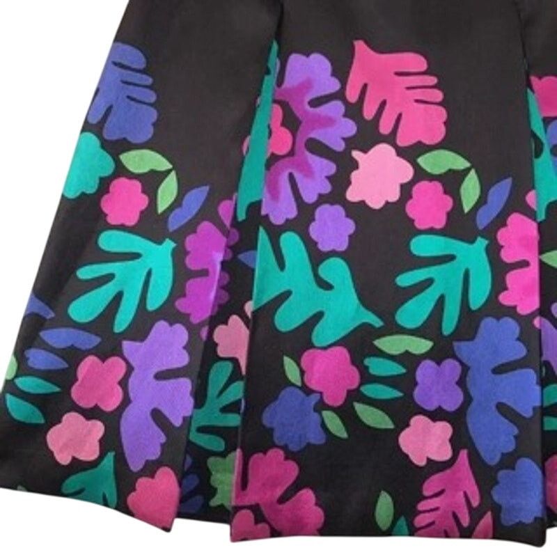Tibi NWOT Tibi Black Floral Coral Print Silk & Wool Skirt Pleated Size 28" / US 6 / IT 42 - 3 Thumbnail