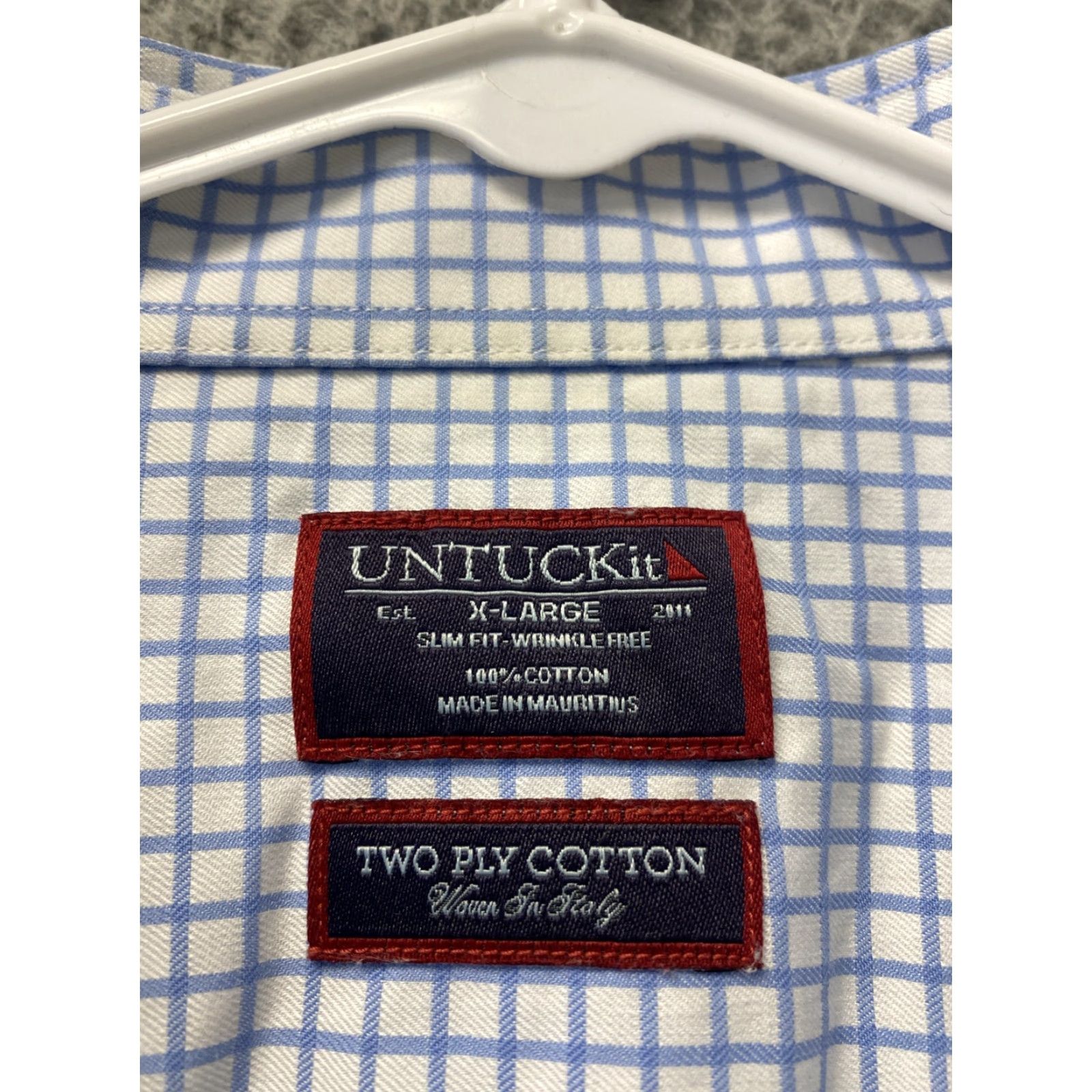 UNTUCKit UNTUCKit Button-Up Shirt Mens XL Blue Short Sleeve Check Casual Preppy Size US XL / EU 56 / 4 - 4 Thumbnail