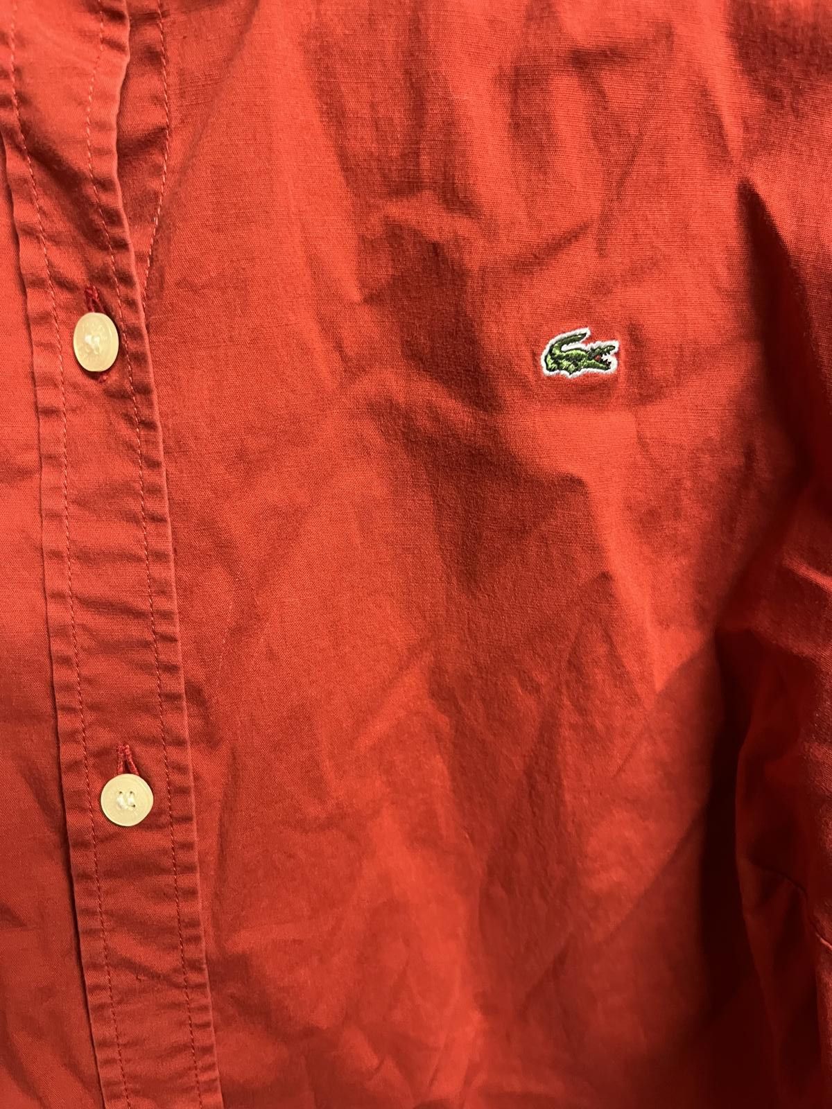 Lacoste VTG Lacoste Button Up Crocodile Embroidered Burgundy -42 Size US XS / EU 42 / 0 - 4 Thumbnail