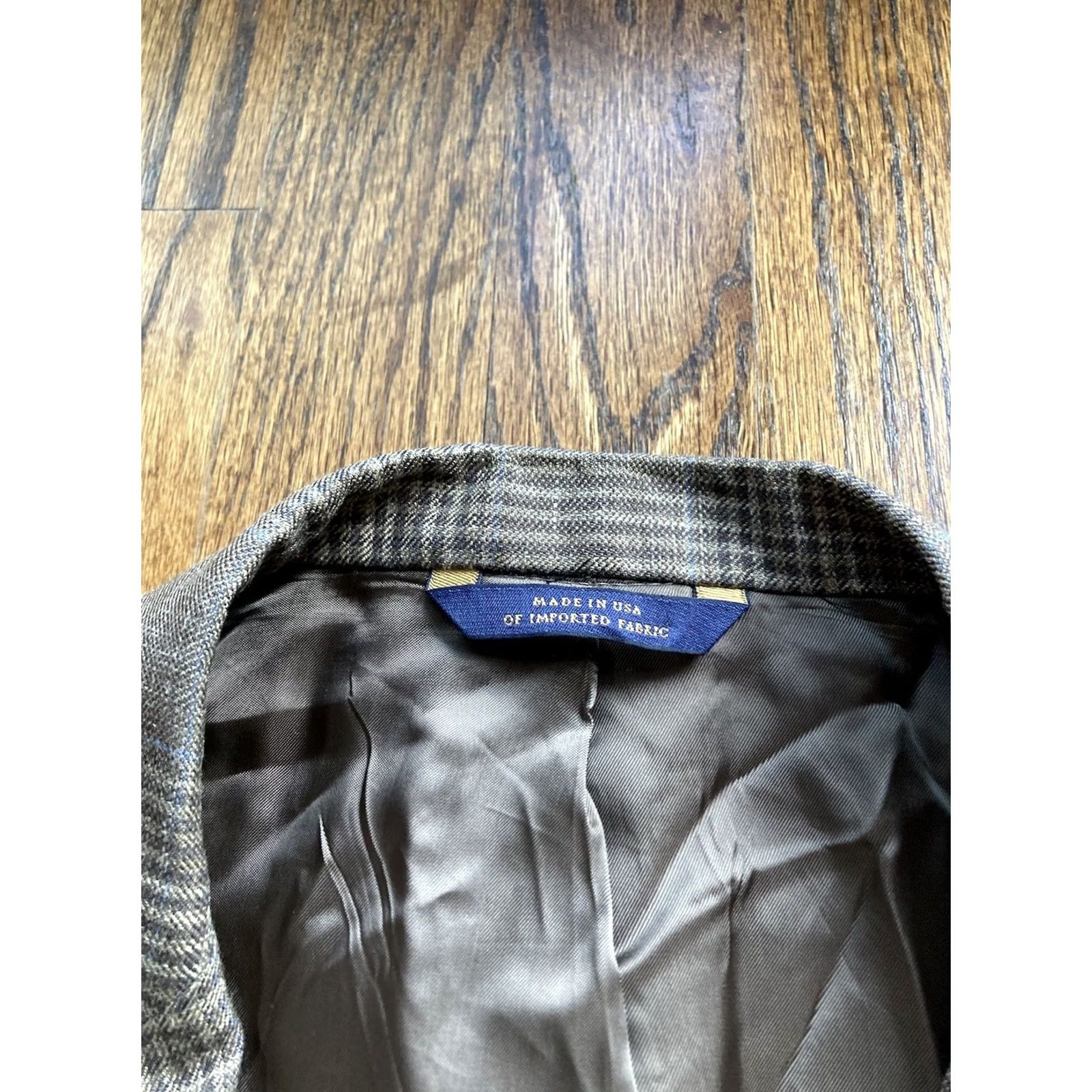 Brooks Brothers Brooks Brothers Blazer Men Size 40 Regular Wool Plaid Brown 1818 Madison Jacket 40R Saxxon Wool Brown Mens Size 40R - 5 Thumbnail