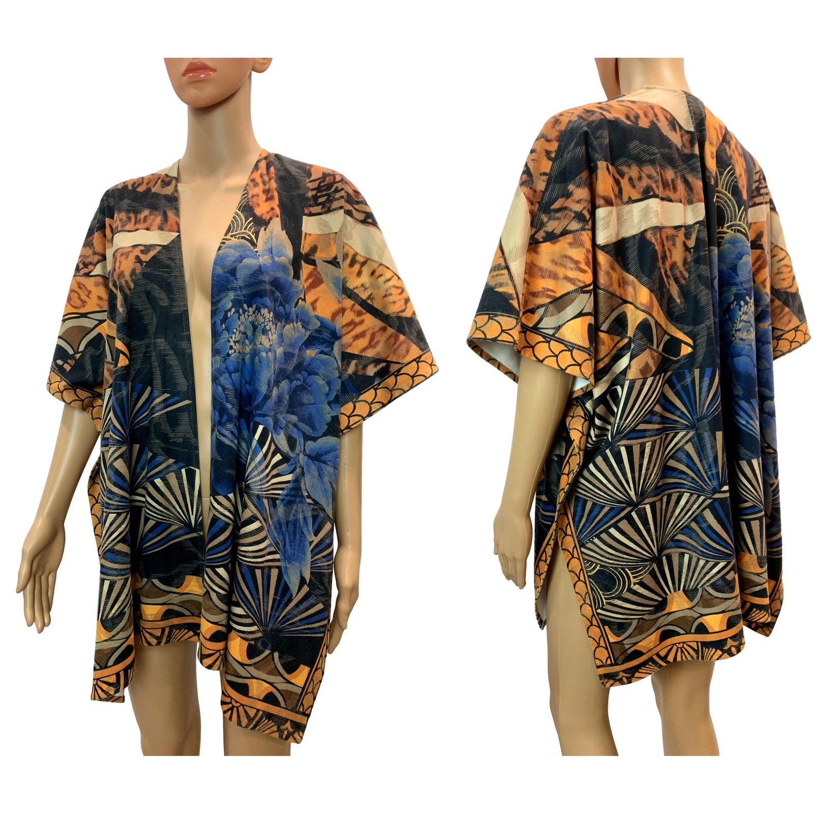 Chicos Blue & Multicolor ULTRA-SUEDE Faux Suede Oversized Ruana Size ONE SIZE - 7 Thumbnail