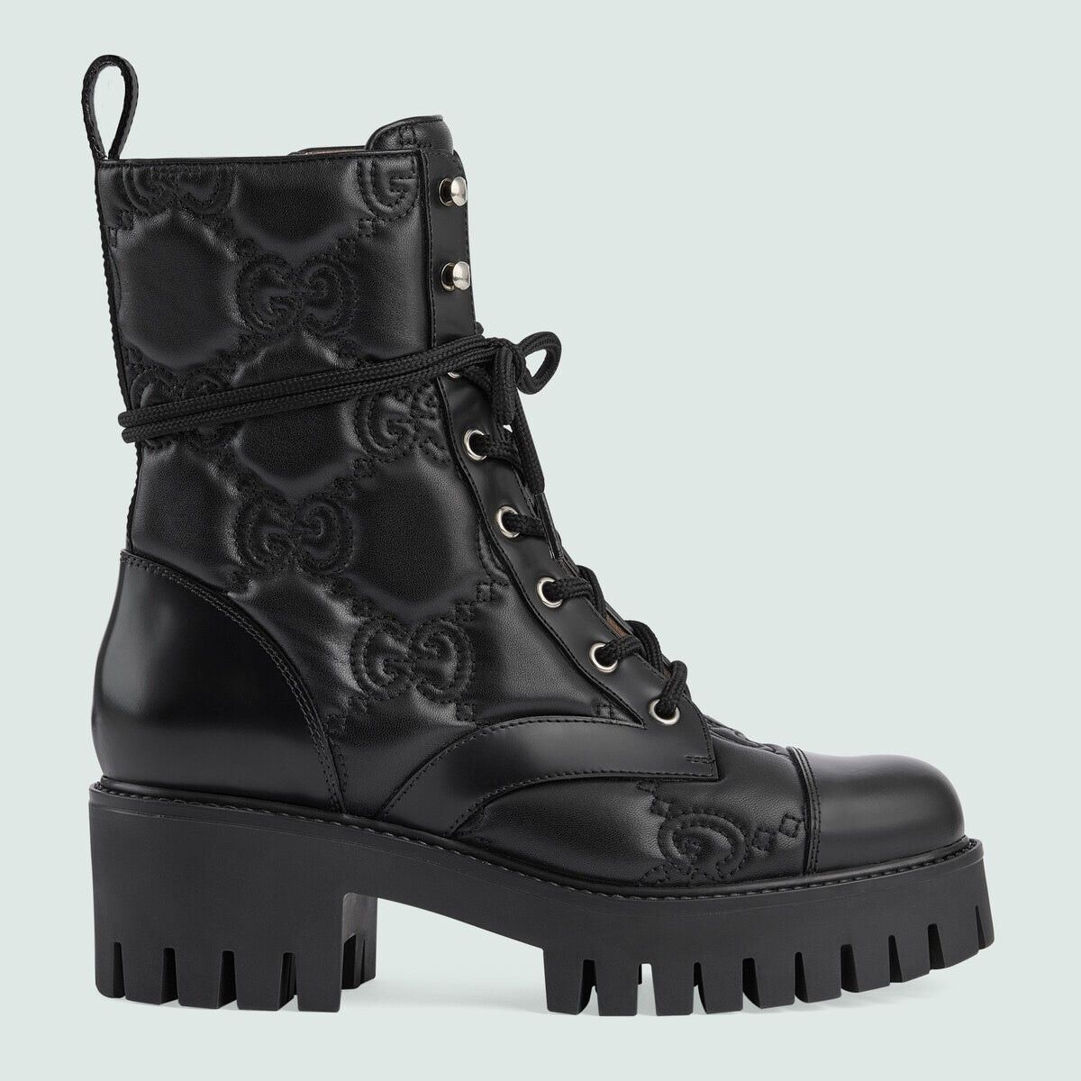 Gucci GG Matelasse Lace Up Boots SIZE 40