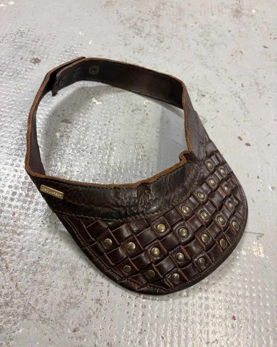Dsquared2 2000s Dsquared2 Brown Leather Studded Hat Size ONE SIZE - 1 Thumbnail
