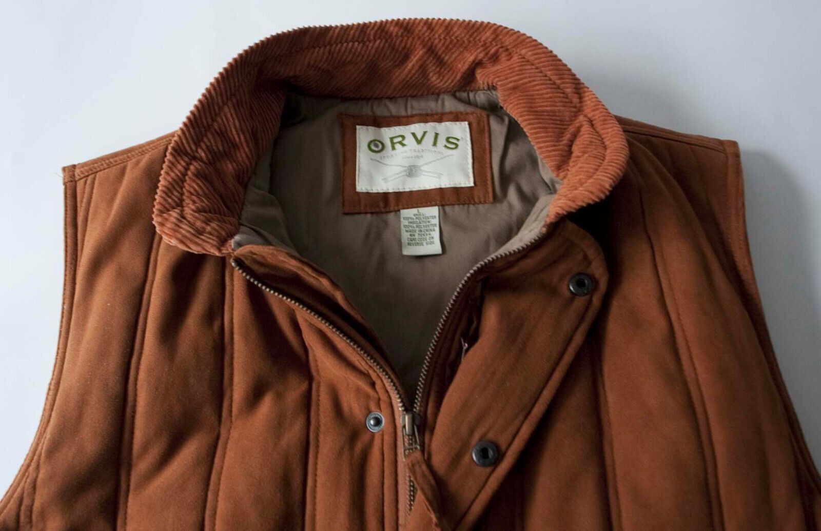 Orvis Orvis Vest Faux Brown Rust Suede Men L Corduroy Trim Jacket Size US L / EU 52-54 / 3 - 3 Thumbnail