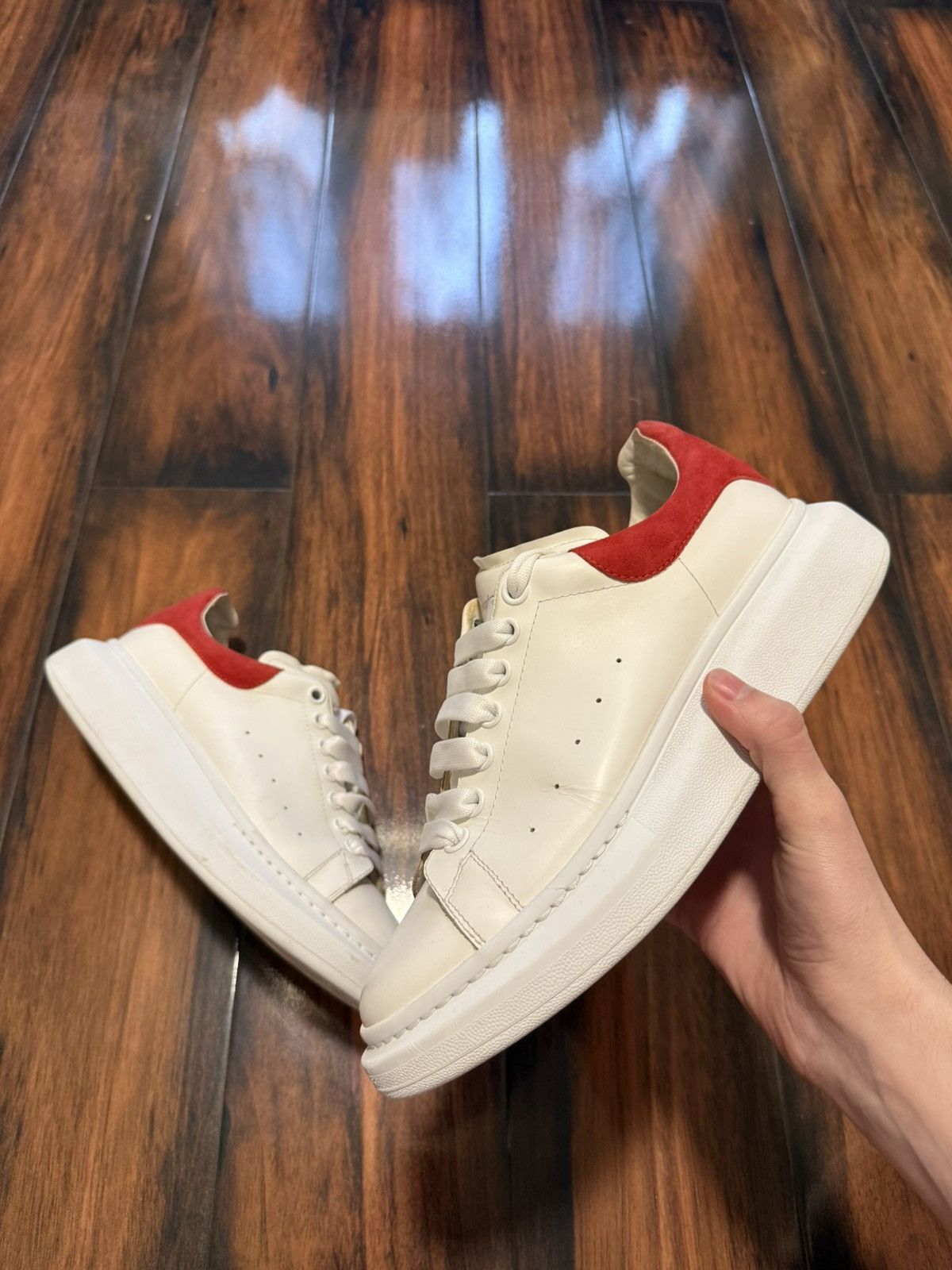Alexander McQueen Alexander Mcqueen Oversized Sneaker White Red Velvet Heel Size US 10 / EU 43 - 1 Thumbnail