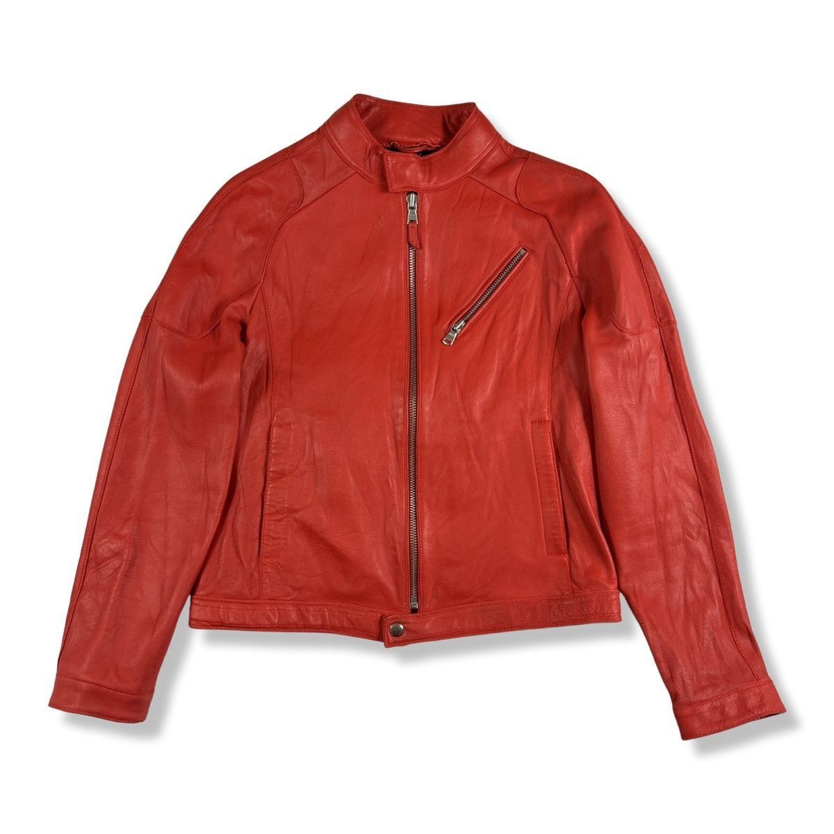 Thierry mugler red leather jacket
