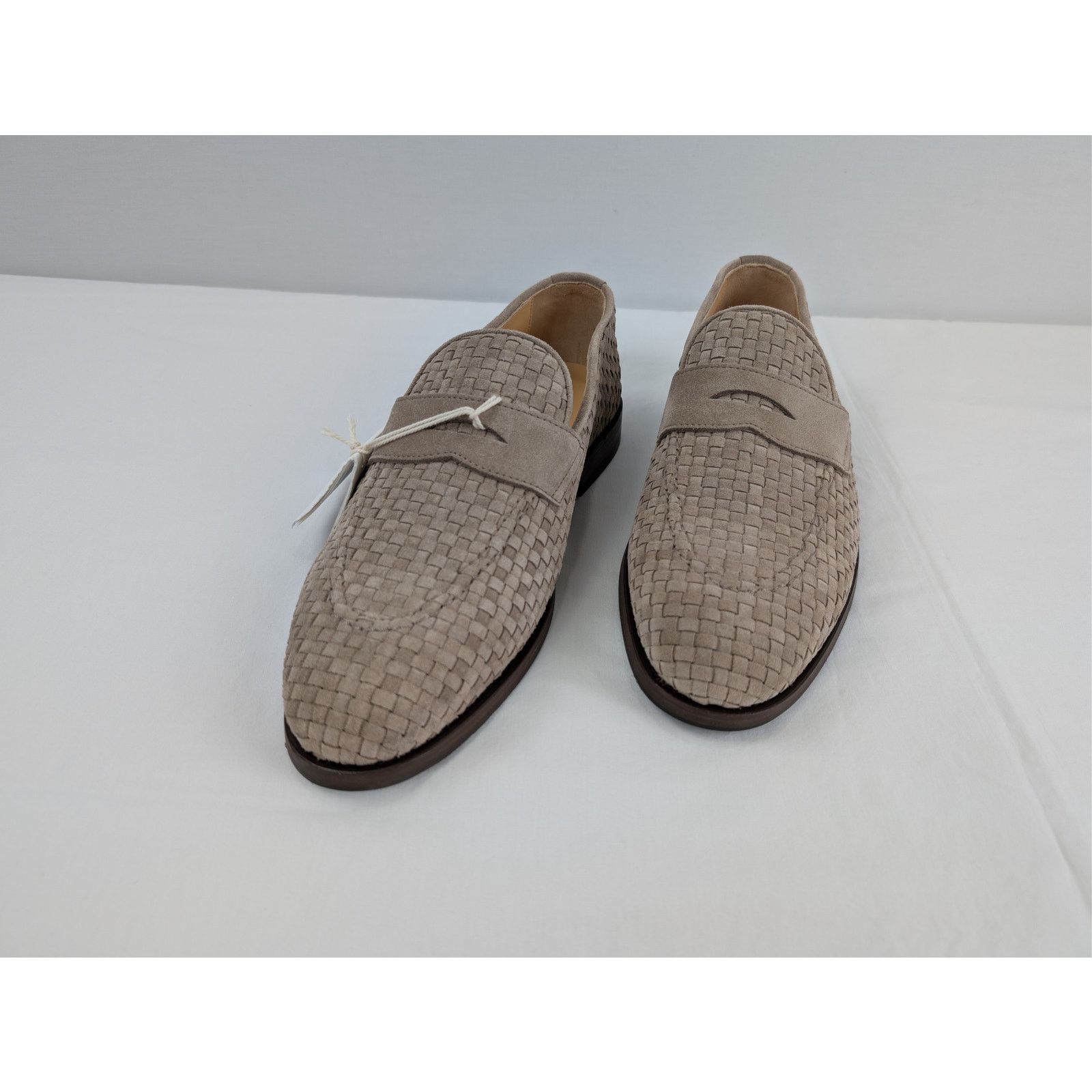 Brunello Cucinelli o1rshd1 Woven Suede Penny Loafers Shoe Boots in Beige Size US 12 / EU 45 - 8 Thumbnail