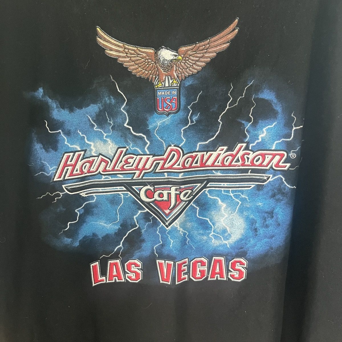 Harley Davidson Vintage Las Vegas Cafe Lightning Bolt Eagle T Shirt Size US XL / EU 56 / 4 - 2 Thumbnail