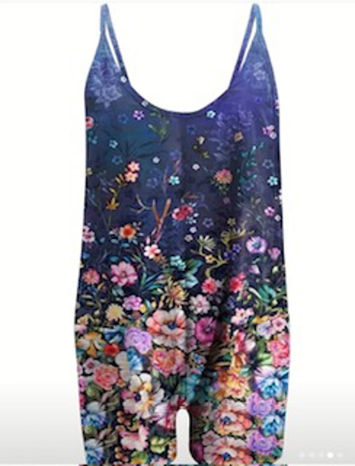 Designer Floral Print Romper Dress with Pockets Size 30" / US 8 / IT 44 - 2 Thumbnail