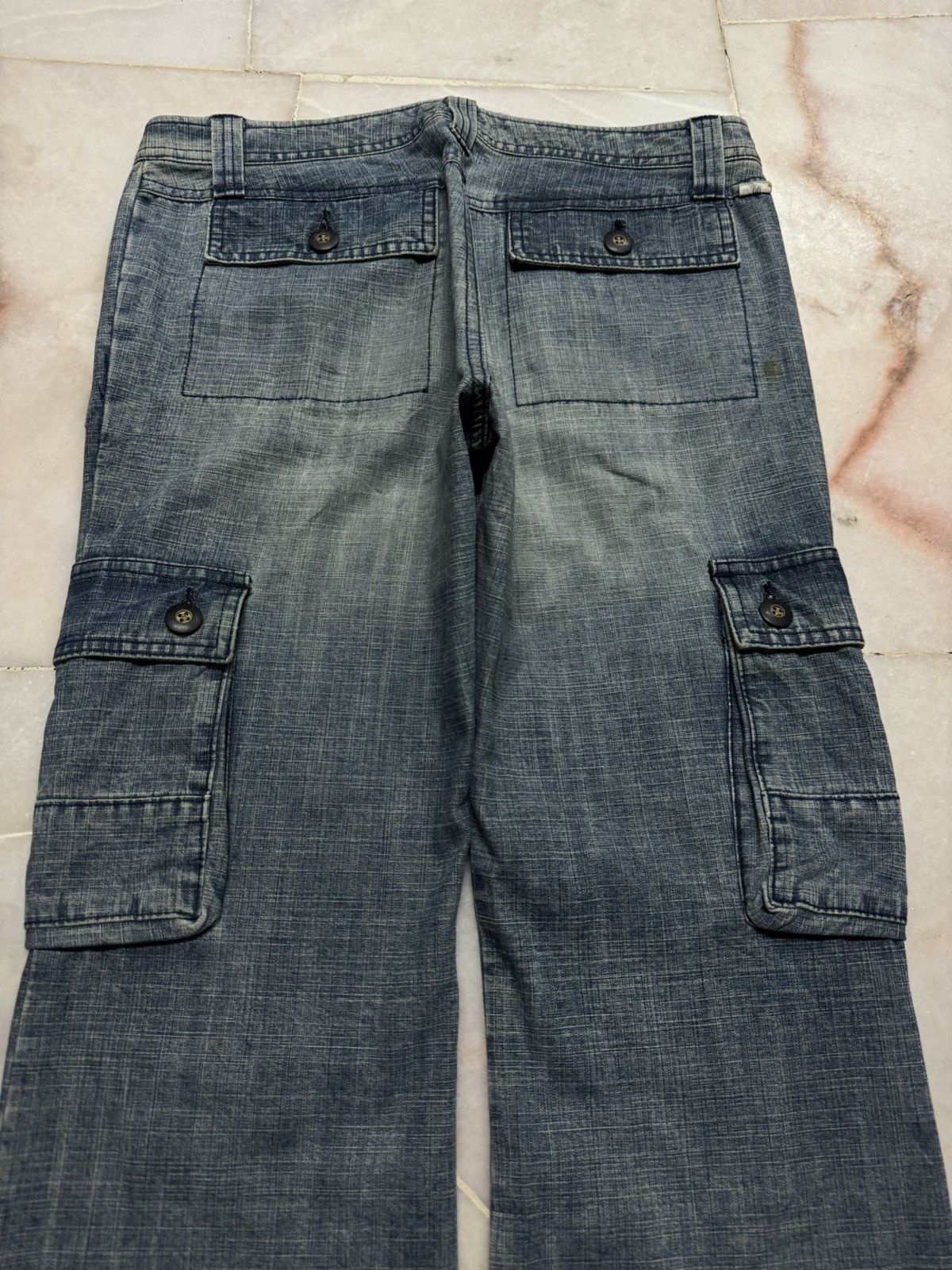 PPFM 💥FLARE💥90s JAPANESE RARE BUSHPANTS CARGO BELL BOTTOM JEANS Size US 29 - 15 Thumbnail