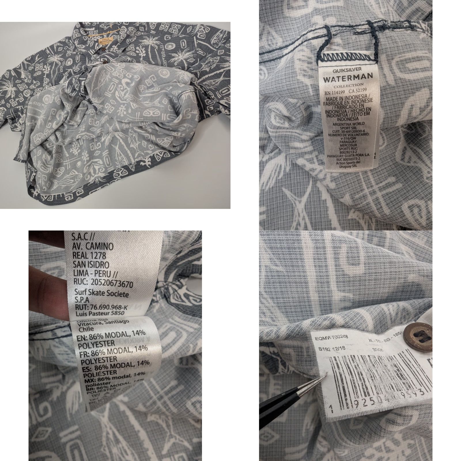 Quiksilver Quiksilver Waterman Sea the World Hawaiian Shirt Mens XL Blue Floral Modal Beach Shirt Size US XL / EU 56 / 4 - 8 Thumbnail