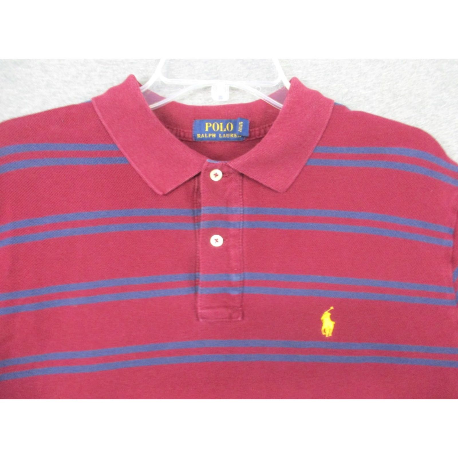 Ralph Lauren Polo Ralph Lauren Shirt XL Maroon Stripe Pony Short Sleeve - Men, Polo, Red, Striped, 100% Cotton Size US XL / EU 56 / 4 - 2 Thumbnail