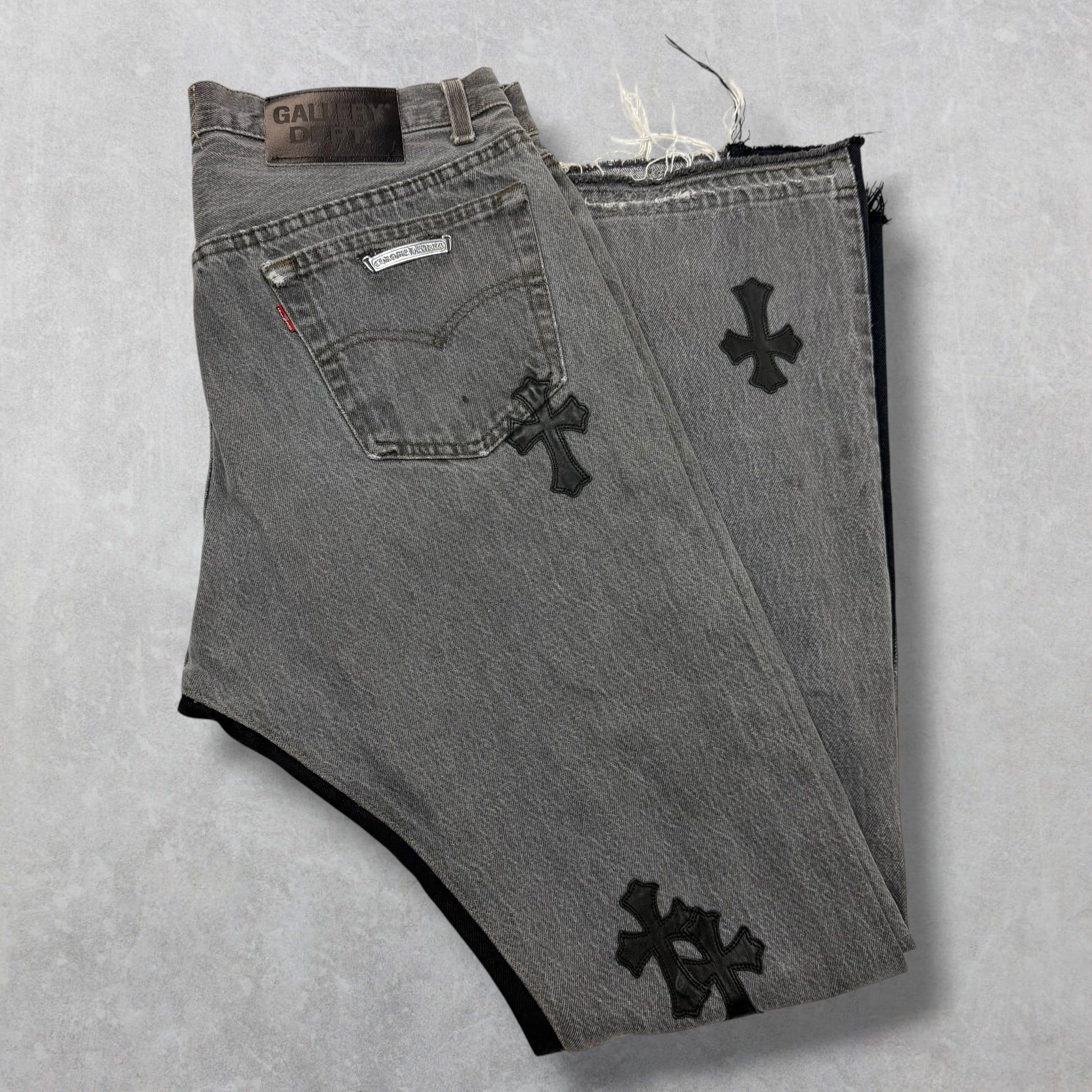 Chrome Hearts Chrome Hearts x Gallery Dept. Cross Patch Flared Jeans 33 Size US 33 - 2 Thumbnail