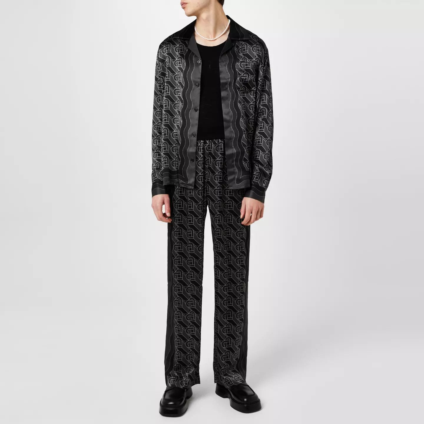 Casablanca o1g2r1mq0426 Heart Monogram Pyjama Trousers in Black Size US 34 / EU 50 - 5 Thumbnail