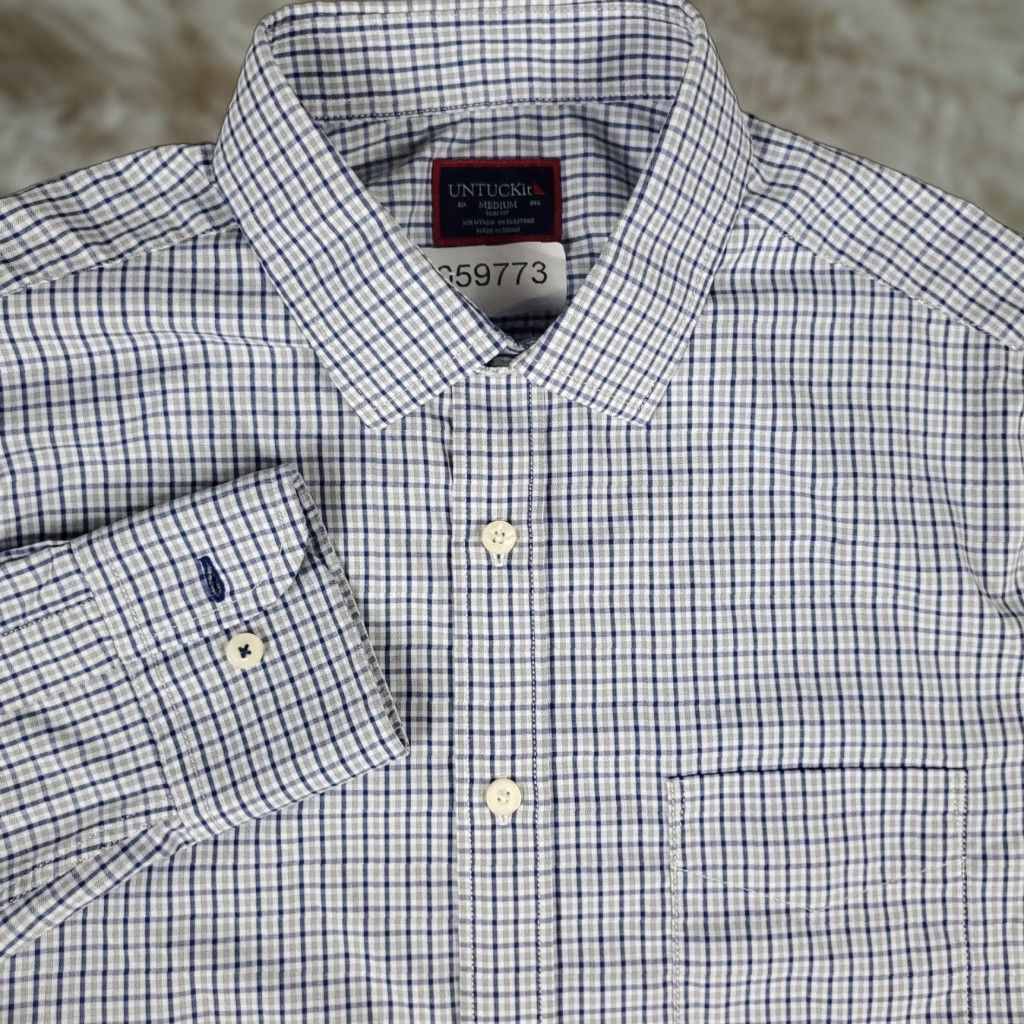 UNTUCKit UNTUCKit Blue Plaid Button-Up Shirt Mens Medium Slim Fit Long Sleeve Casual Size US M / EU 48-50 / 2 - 1 Thumbnail