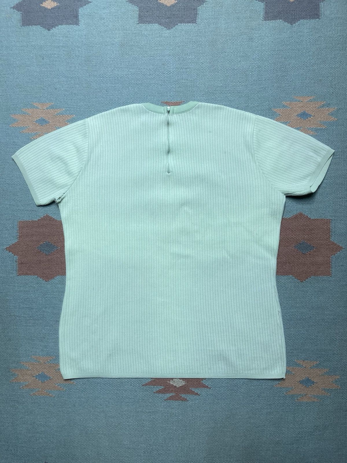 Vintage Vintage 60s t shirt striped textured green women’s large Size L / US 10 / IT 46 - 6 Thumbnail