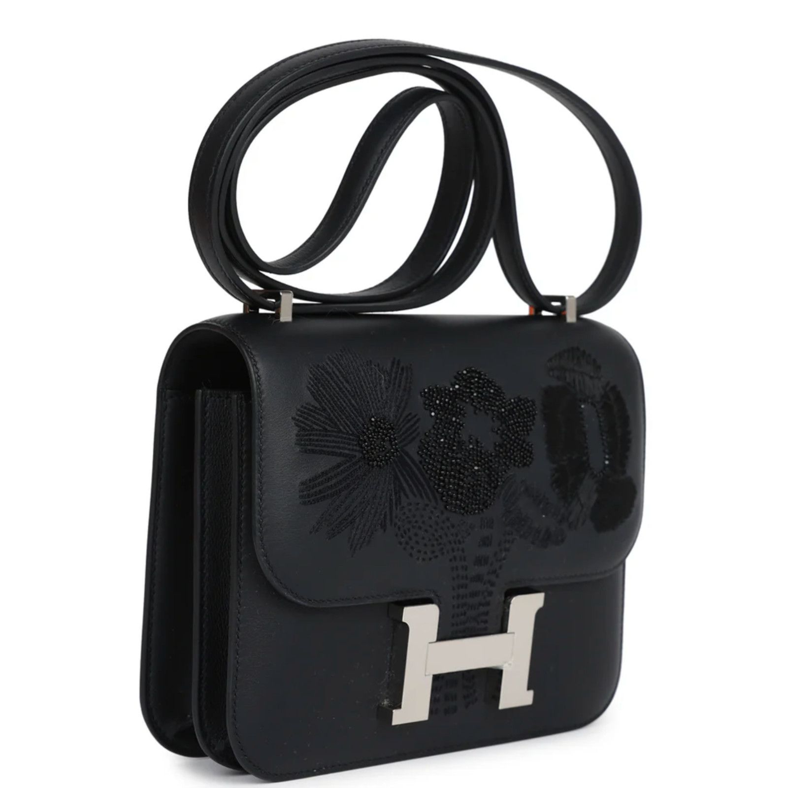 Hermes Hermes Constance Black Embroidered Palladium Hardware Bag Size ONE SIZE - 4 Thumbnail