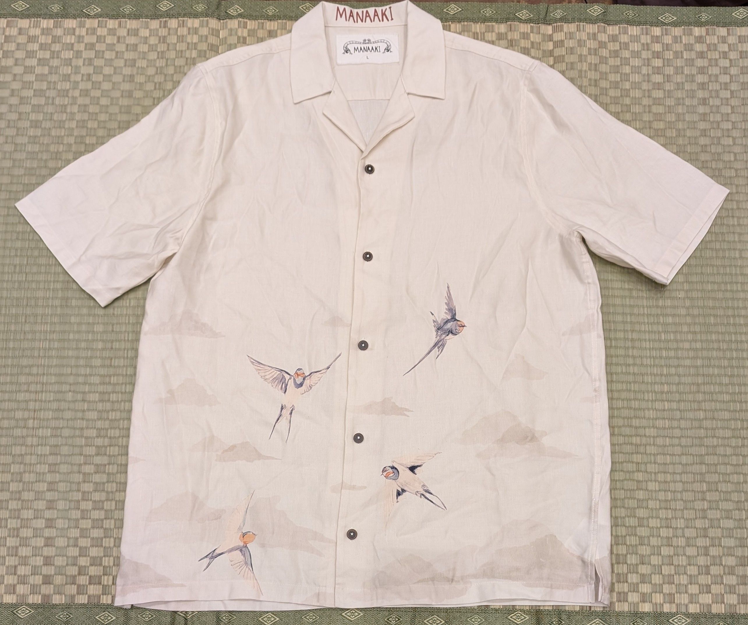 Other Manaaki Mana Camp Collar Lyocell/Linen Shirt Bird Print Size US L / EU 52-54 / 3 - 1 Thumbnail