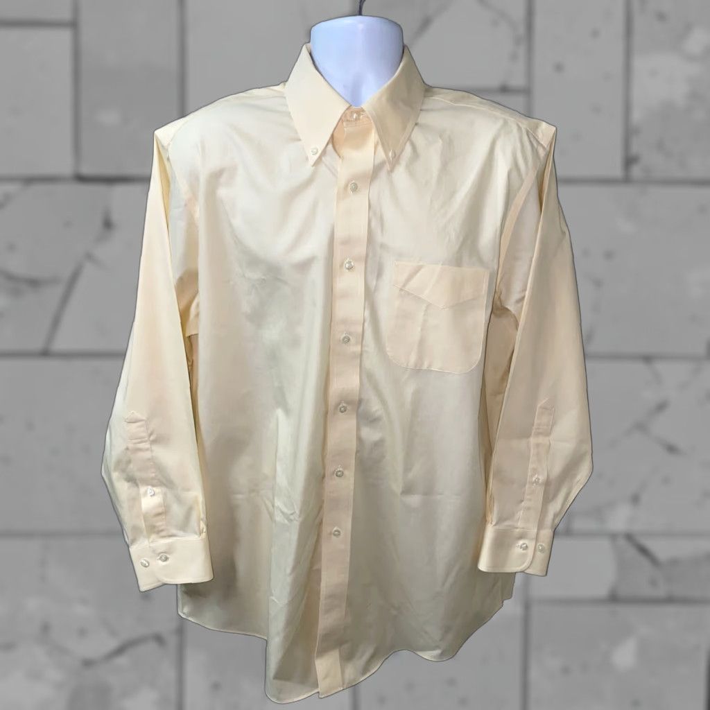 Brooks Brothers BROOKS BROTHERS Dress Shirt Men's Yellow Long Sleeve Button Front 16.5 Regular Cotton Non-Iron, Solid, 100% Cotton, Mens size 16.5, Classic Fit Size 42R - 1 Thumbnail