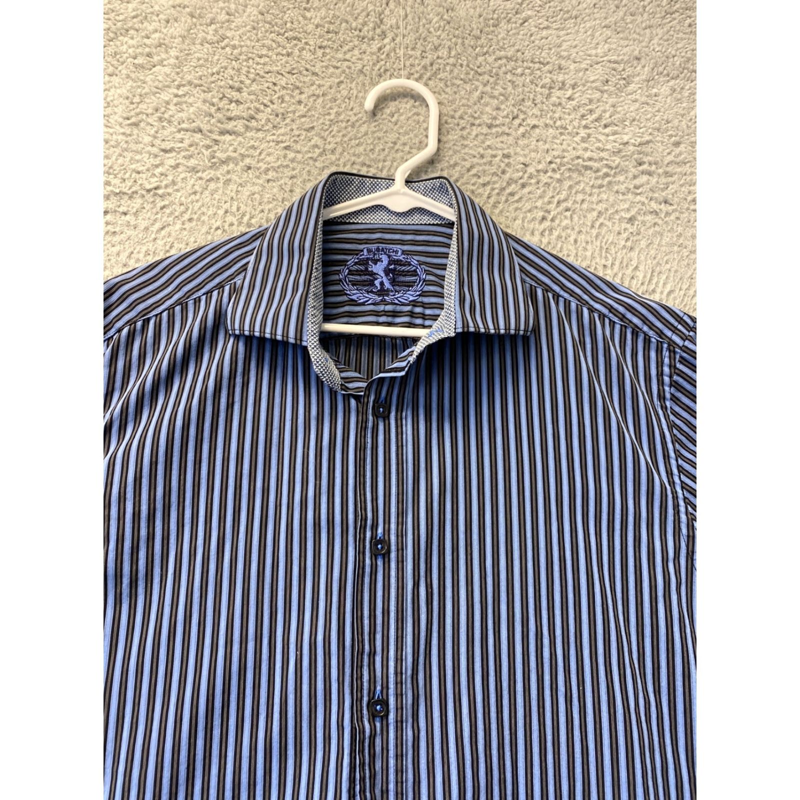 BUGATCHI VINTAGE Bugatchi Uomo Shirt Long Sleeve Button-Up Men’s Large Blue Striped Modern Size US L / EU 52-54 / 3 - 4 Thumbnail