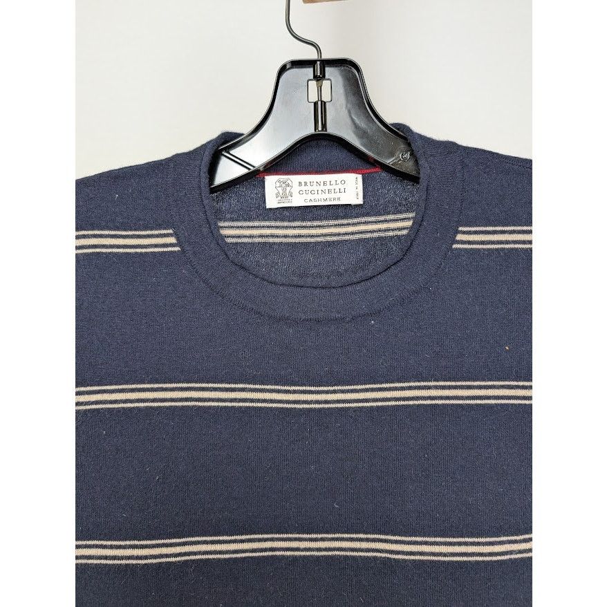 Brunello Cucinelli o1rshd1 CC20 Cashmere Sweater Striped Luxury in Blue Size US M / EU 48-50 / 2 - 2 Thumbnail