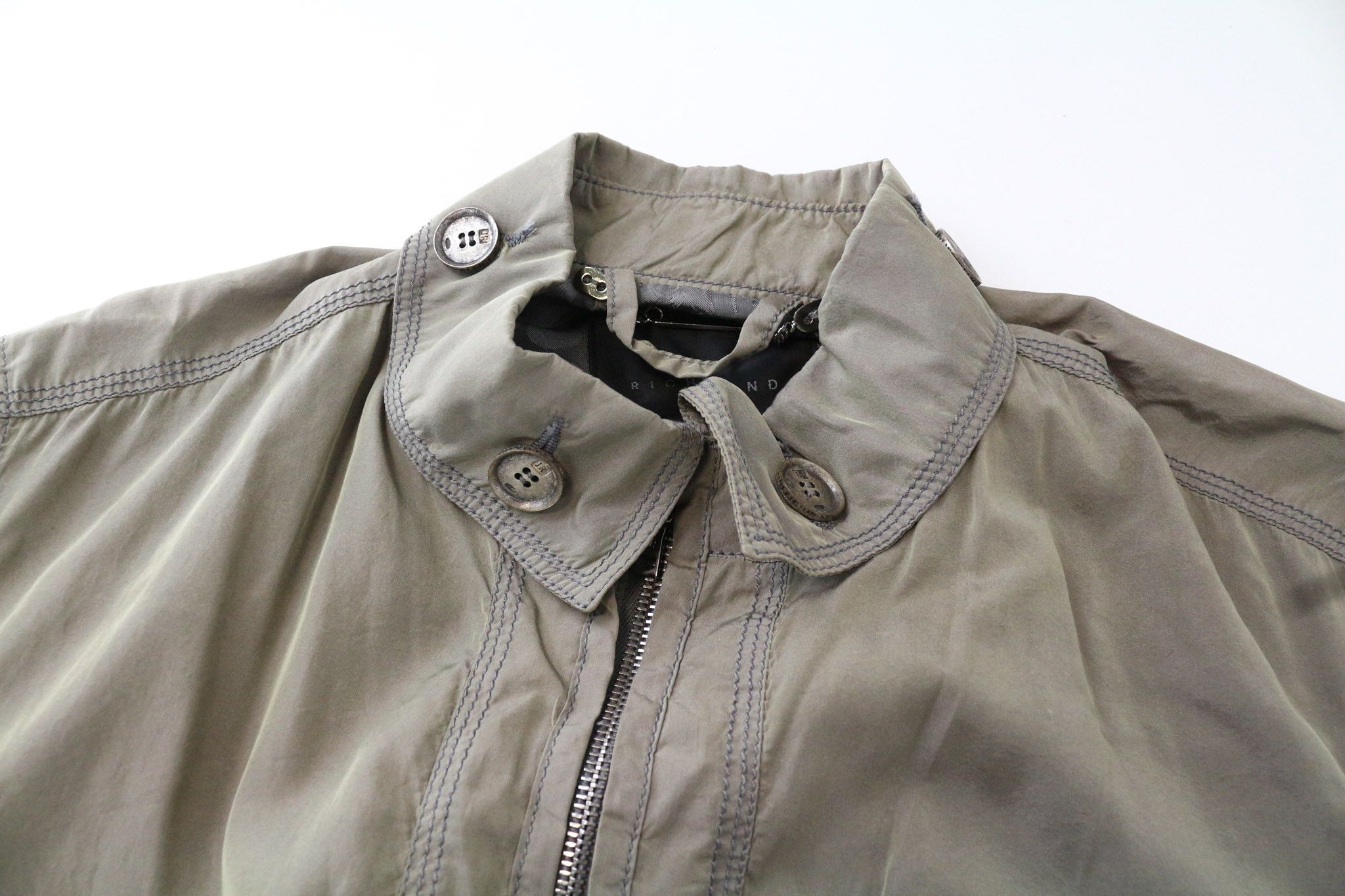 John Richmond EU48 Khaki Green Silk Blend Jacket 74999 Size US M / EU 48-50 / 2 - 3 Thumbnail