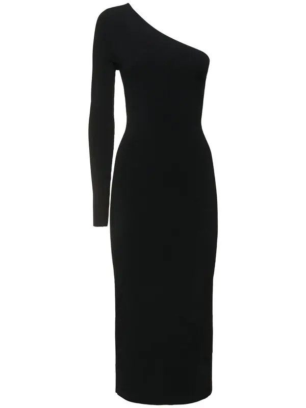 Victoria Beckham o1mle0525 Body One Shoulder Midi Dress in Black Size M / US 6-8 / IT 42-44 - 1 Thumbnail