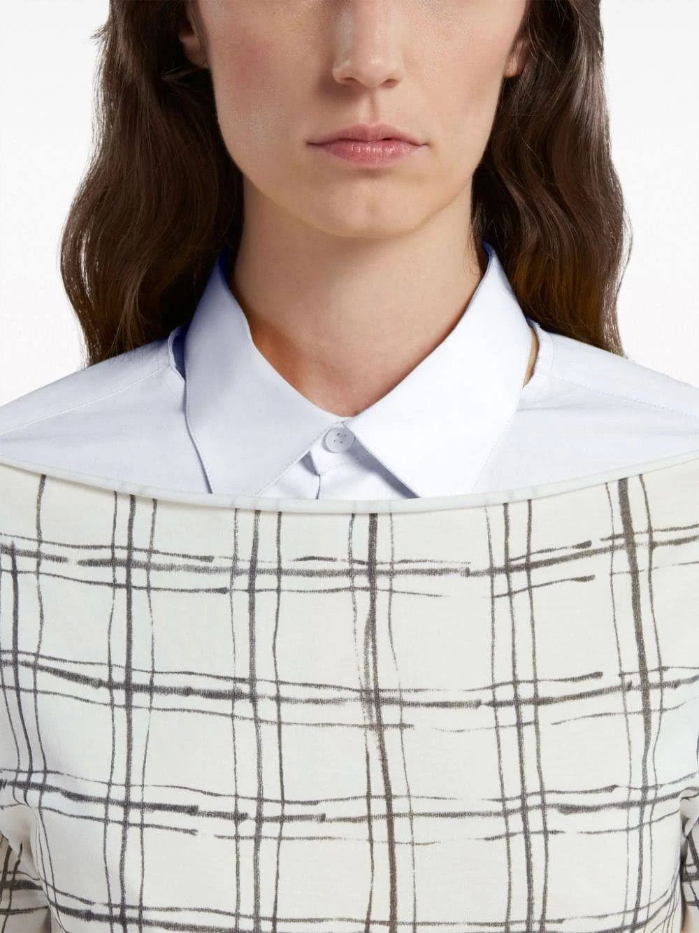 Marni o1w1db10824 Boatneck Mini Dress in White Grey Size L / US 10 / IT 46 - 4 Thumbnail