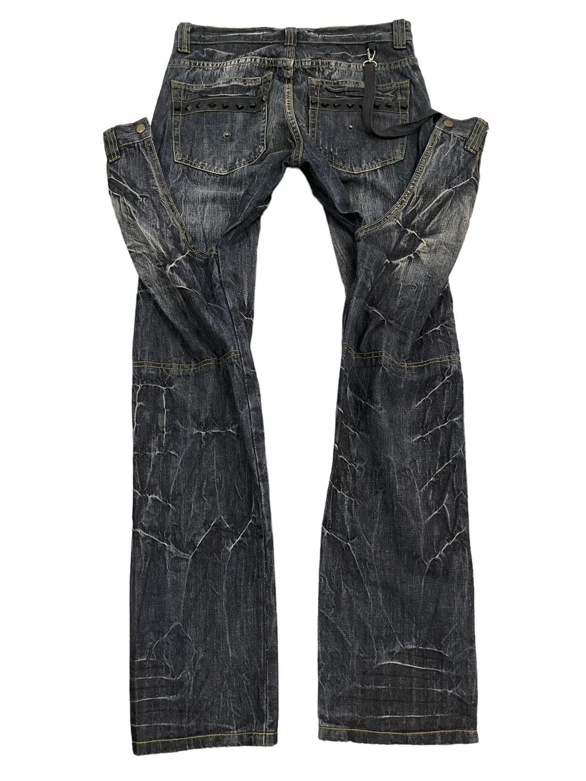 If Six Was Nine Vintage Japan Punk Ministry Double Waist Bondage Style Jeans Size US 31 - 1 Thumbnail