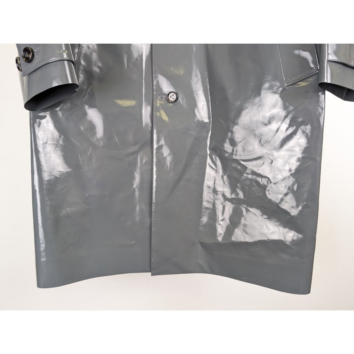 Bottega Veneta o1rshd1 High Shine Leather Calf Coat in Black-Graphite Size XS / US 0-2 / IT 36-38 - 6 Thumbnail