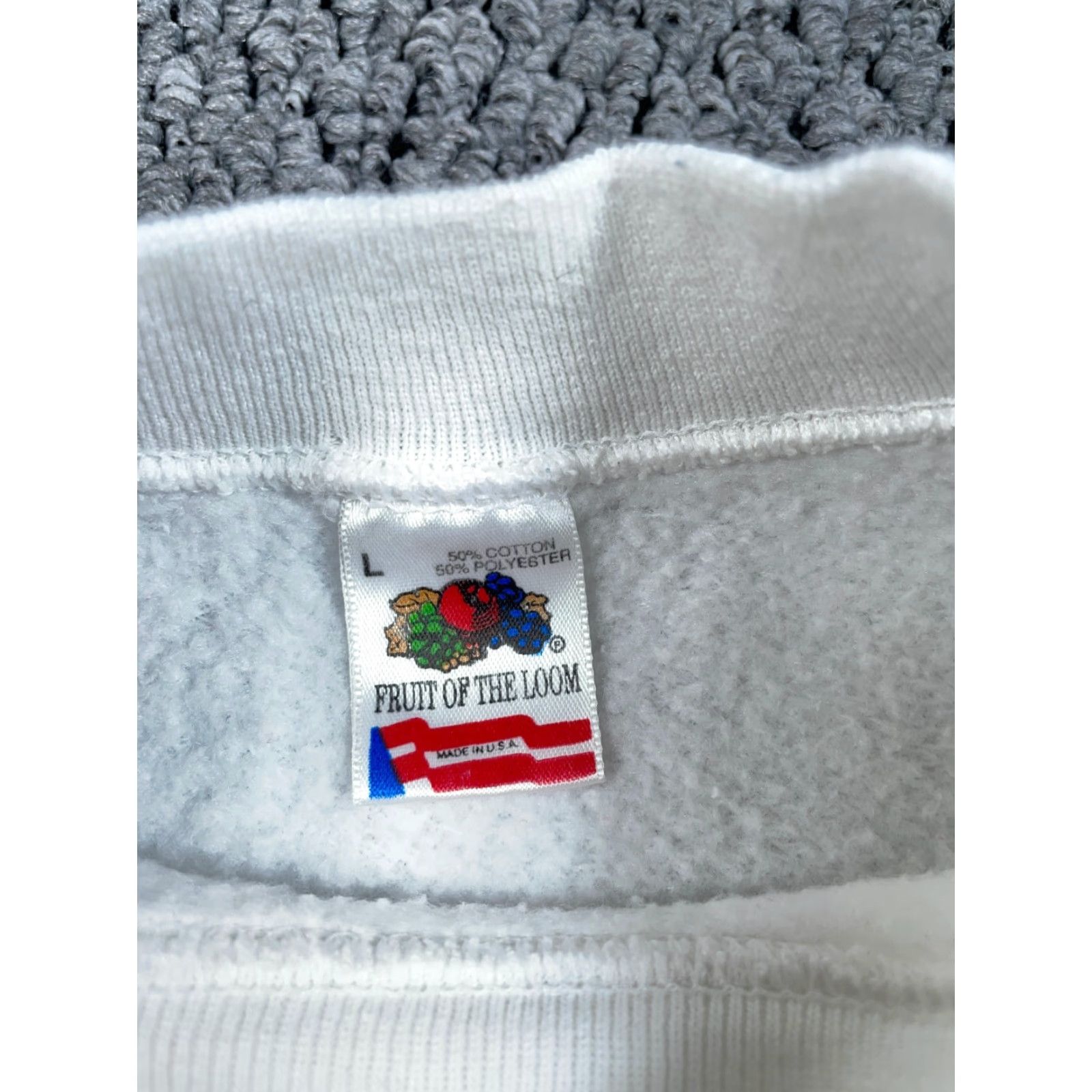 Fruit Of The Loom VTG Fruit of the Loom Sweatshirt White Crew Neck Pullover Long Sleeve Bejeweled Graphic Print Cowboy Cowgirl Western 80s Adult Large Women Size L / US 10 / IT 46 - 3 Thumbnail