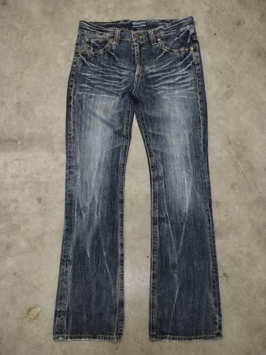 image of Archival Clothing x Distressed Denim Flaredistressed Japanese Cutting Bootcut Pants, Men's (Size 33