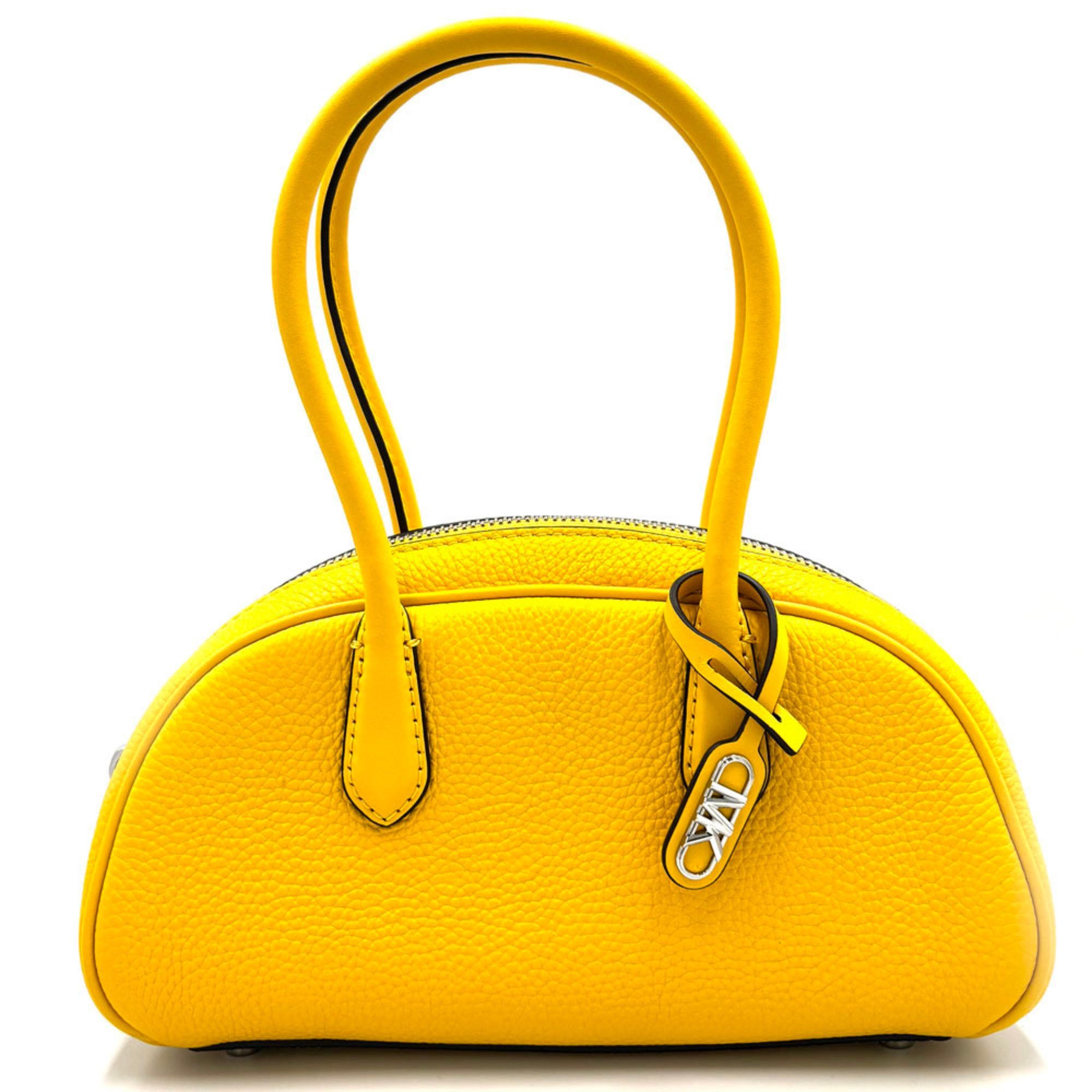 Michael Kors Lulu Mini Bowling Bag 30T4S1Us5T Yellow Leather Handbag For Women