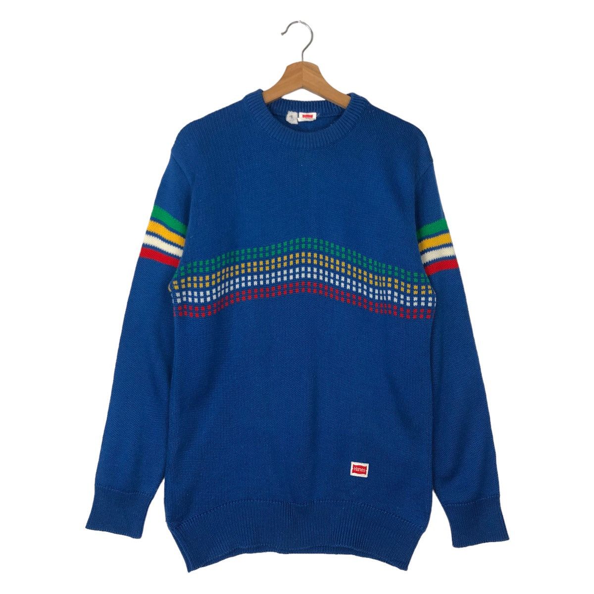 Vintage 🔥RARE VINTAGE SWEATSHIRT MULTI COLOUR HANES STRIPED Size US L / EU 52-54 / 3 - 1 Thumbnail