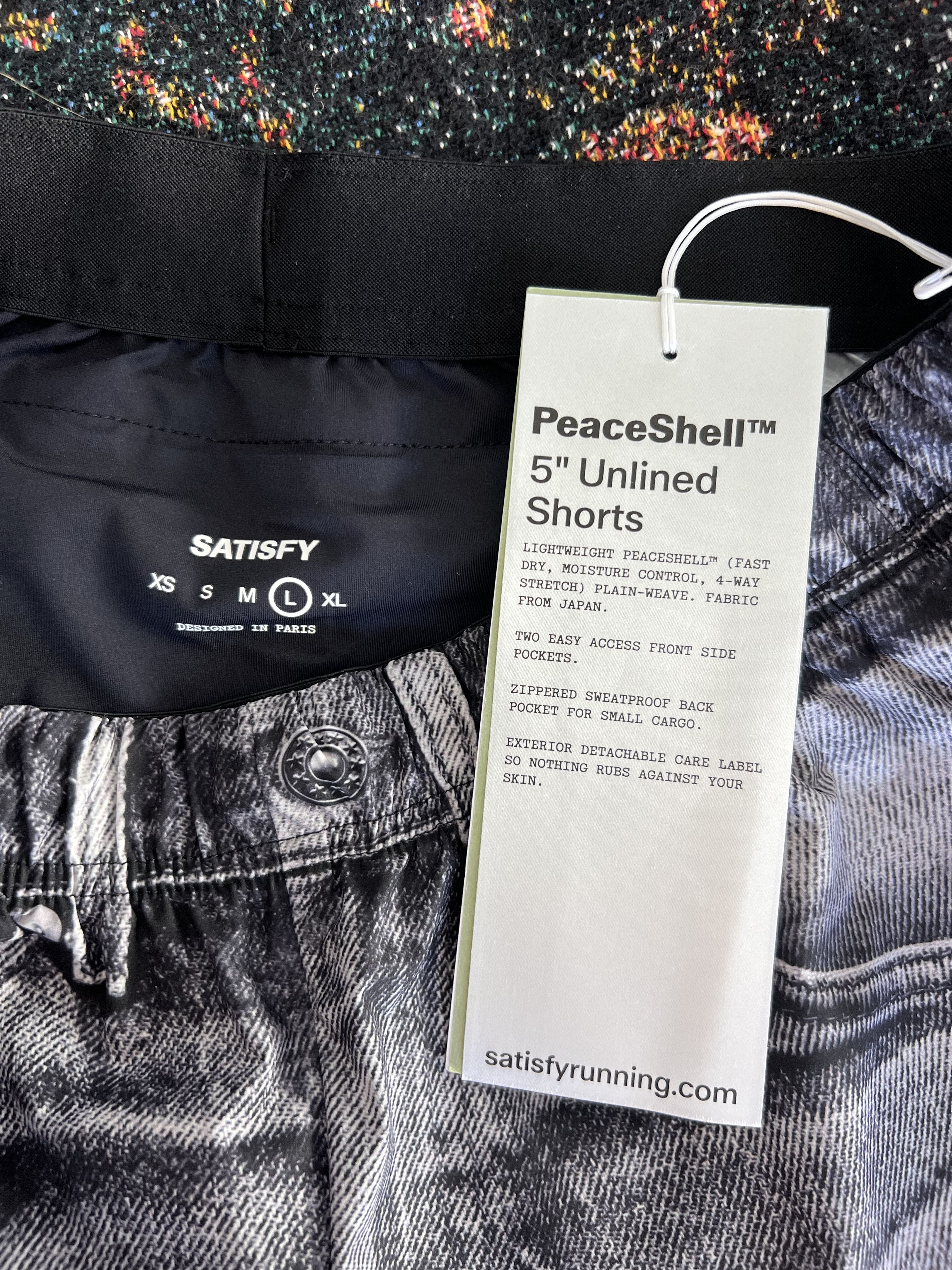Satisfy Satisfy Running 5" PeaceShell Shorts in Black Denim Size US 34 / EU 50 - 8 Thumbnail