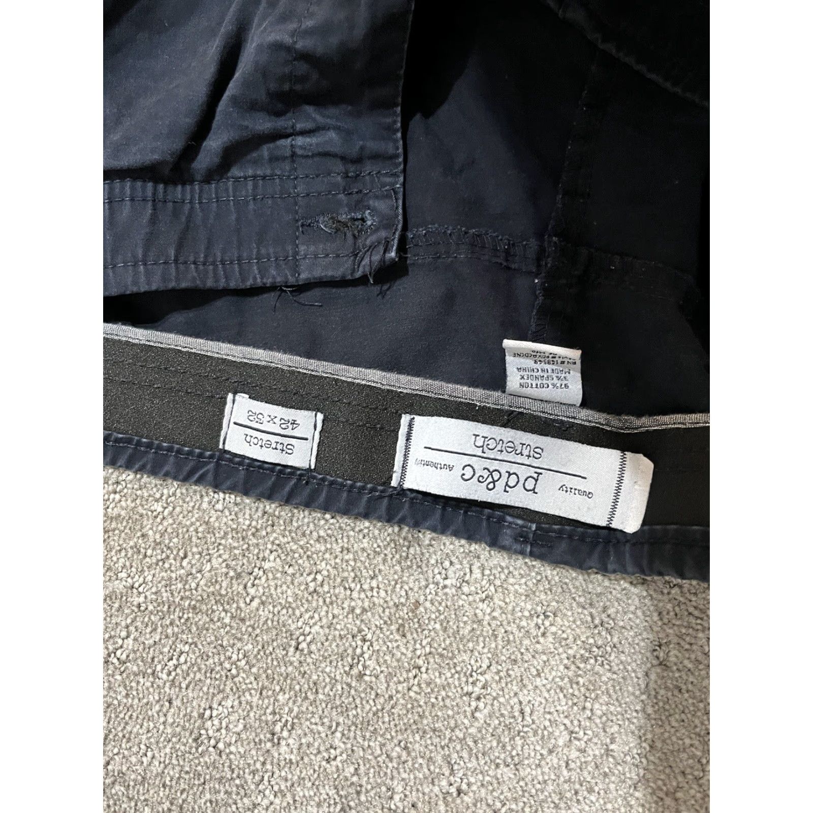 PD&C PD&C Pants Mens 42x32 Casual Chino Flat Front Navy Blue Slim Tapered Regular 42in Blue Cotton Chino Pants Mens Size US 42 / EU 58 - 5 Thumbnail