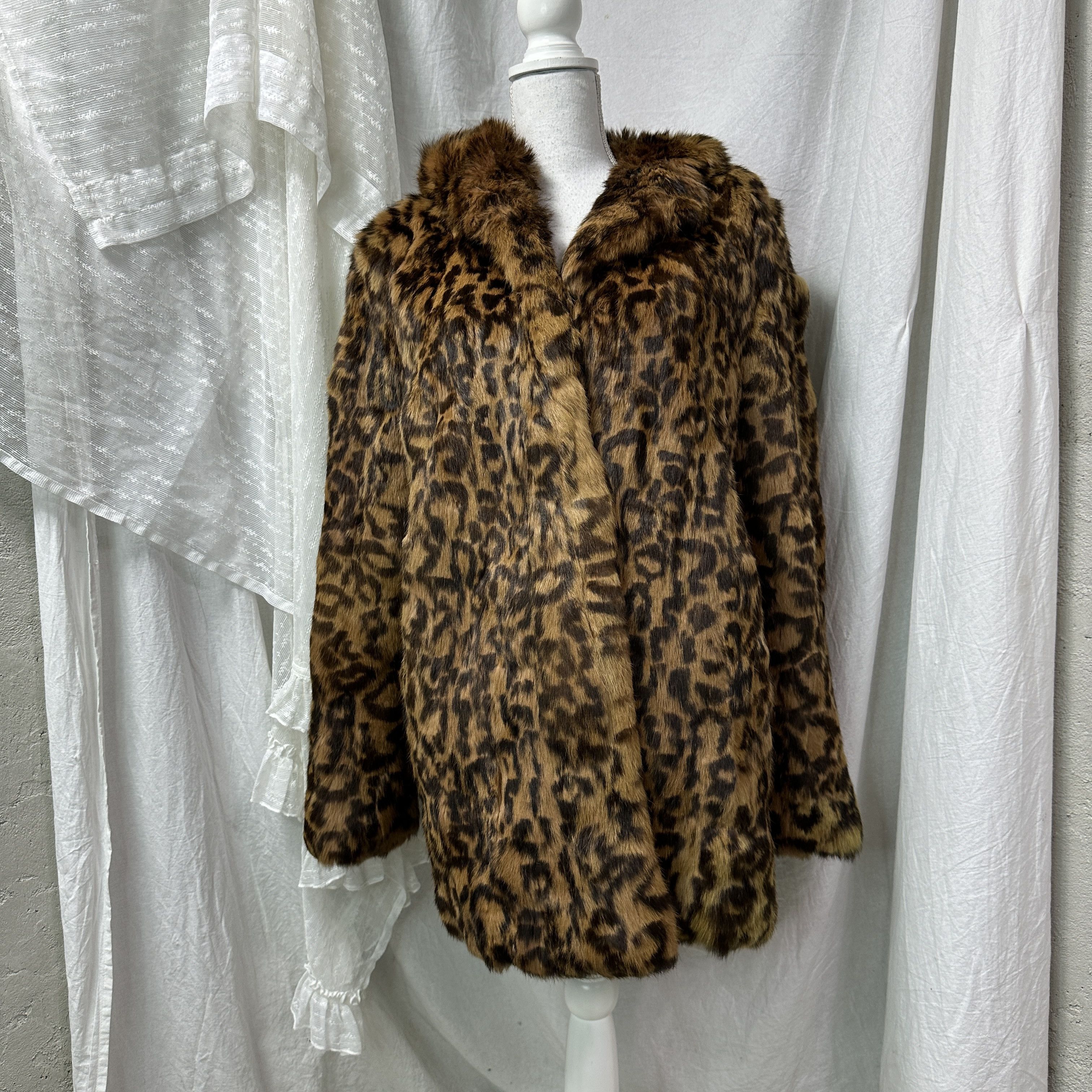Vintage Vintage Old Money Hooded Cheetah Maxi Rabbit Fur 90s Size L / US 10 / IT 46 - 3 Thumbnail