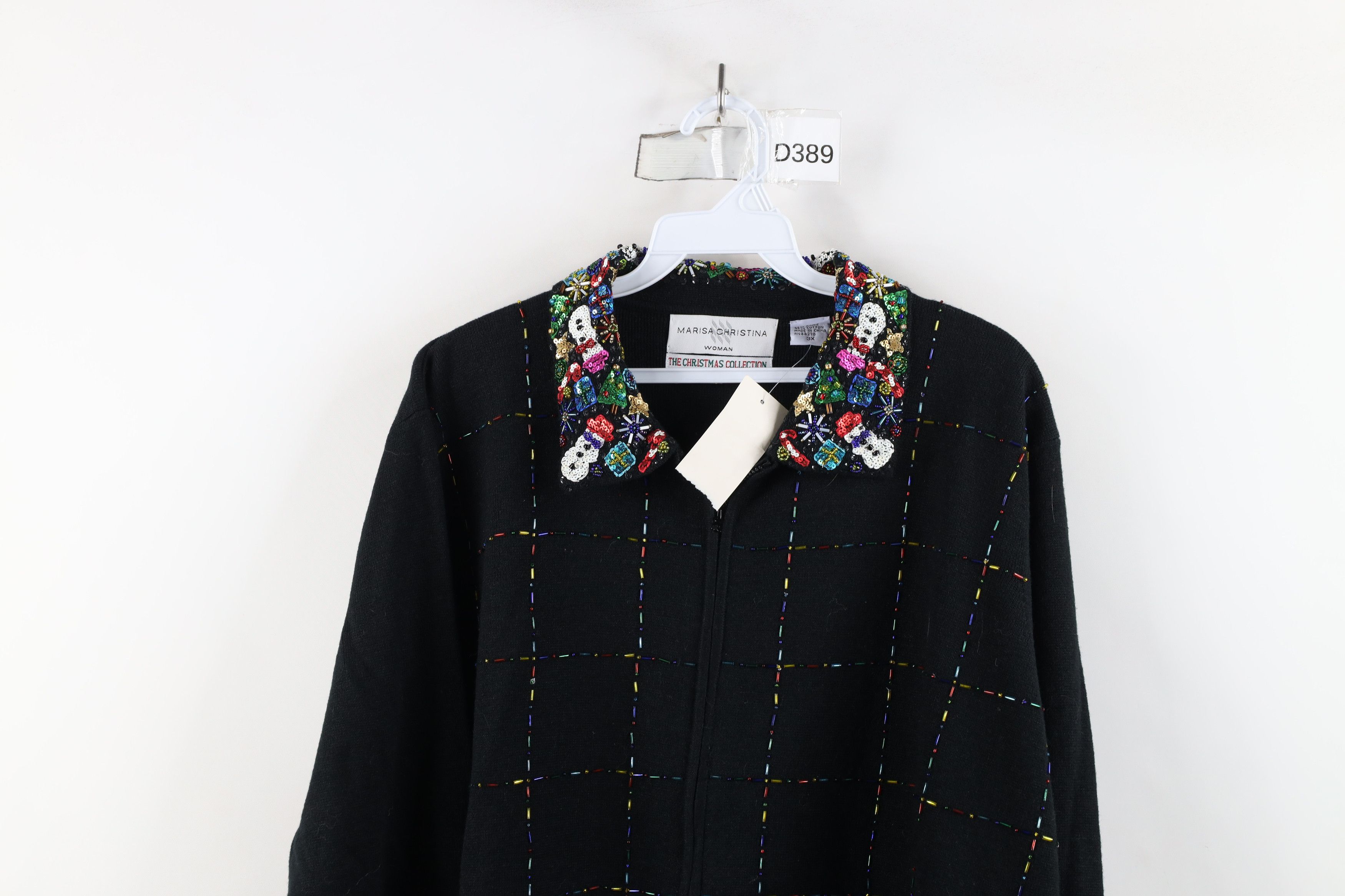 Vintage Deadstock Vintage Y2K 2003 Beaded Zip Cardigan Sweater Size 3XL / US 20-22 - 2 Thumbnail