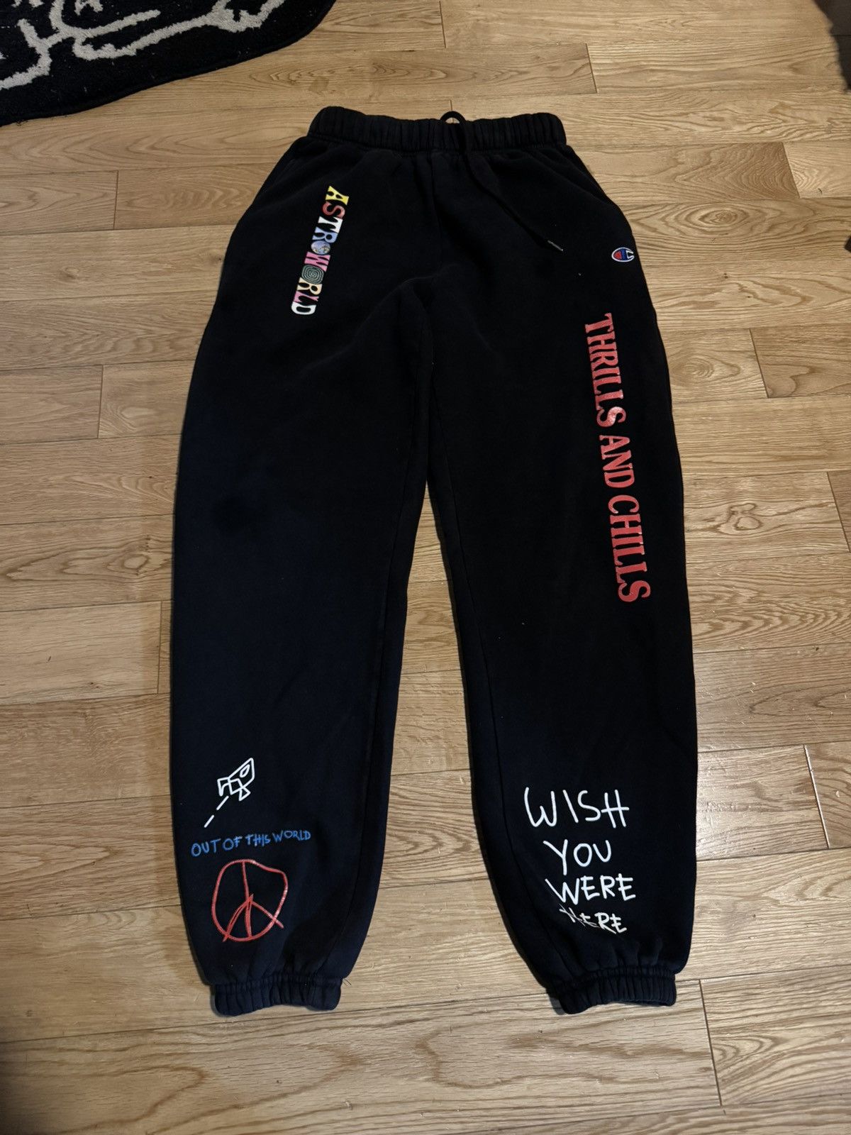 Travis scott astroworld world peace sweatpants black sale