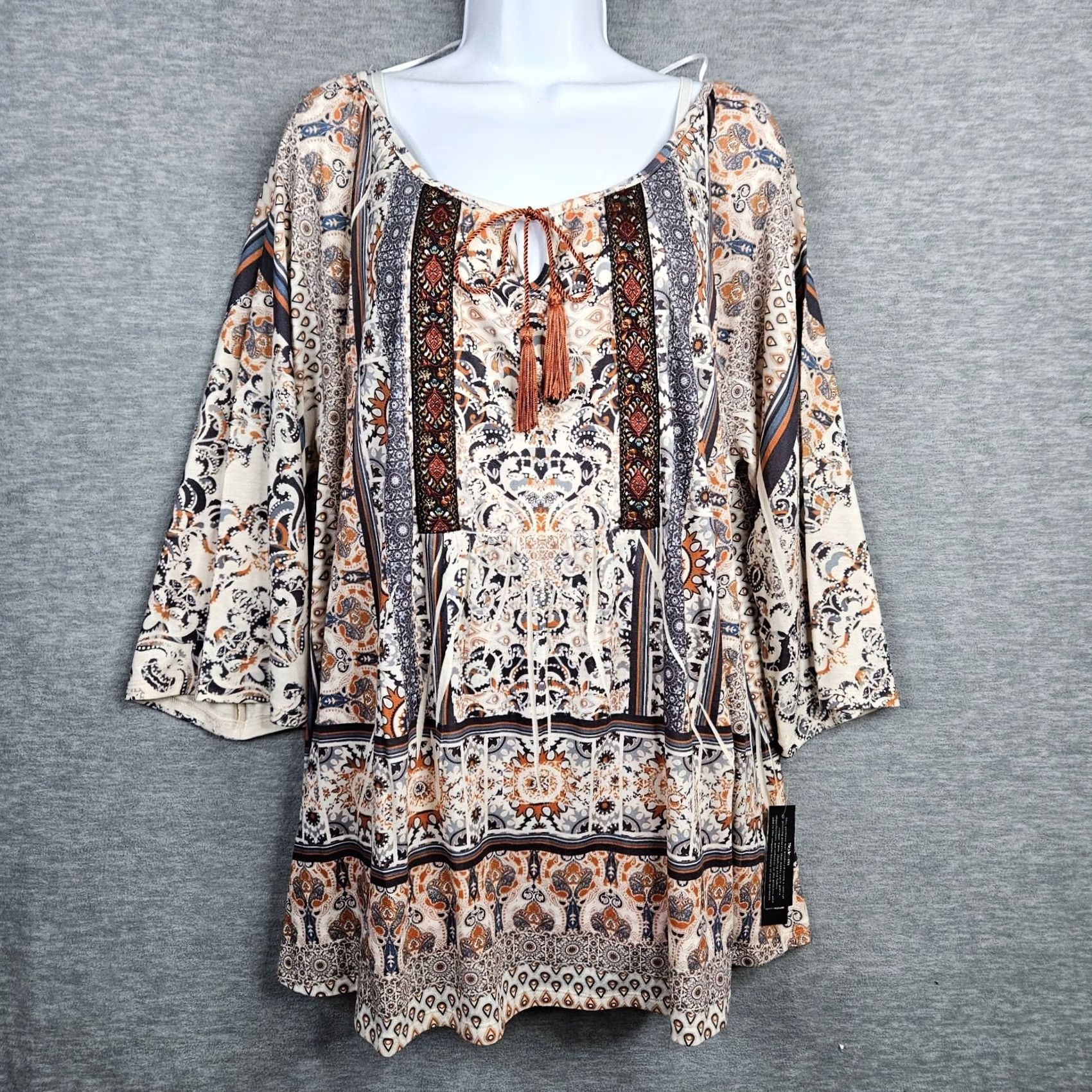 Style & Co Style & Co Blouse Women's 1X Round Neck Long Sleeve Multicolor Polyester Spandex New Size XL / US 12-14 / IT 48-50 - 2 Thumbnail