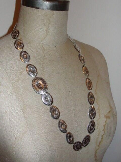 Designer Sterling Silver Concho Southwestern Pendant Necklace Size ONE SIZE - 2 Thumbnail