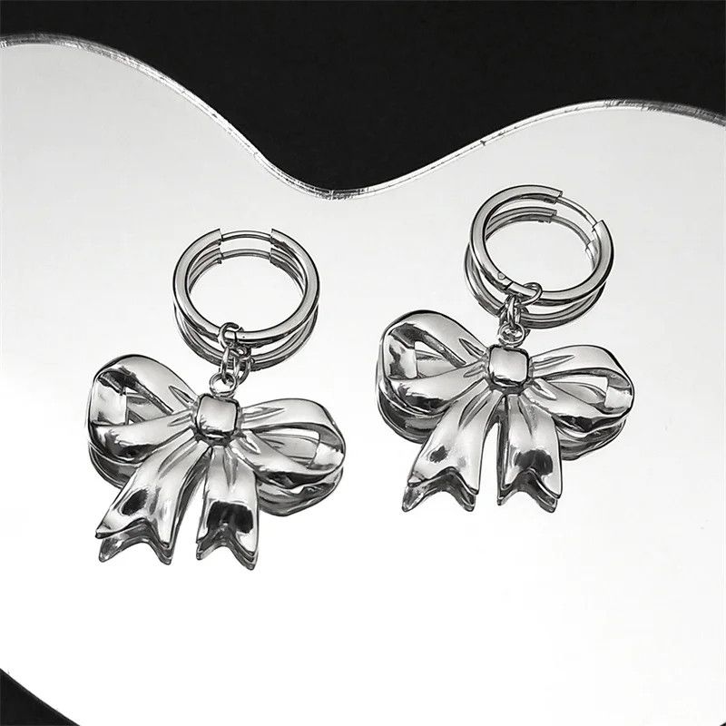 Jewelry Bow Knot Hoop Earrings Jewelry Gift Size ONE SIZE - 3 Thumbnail