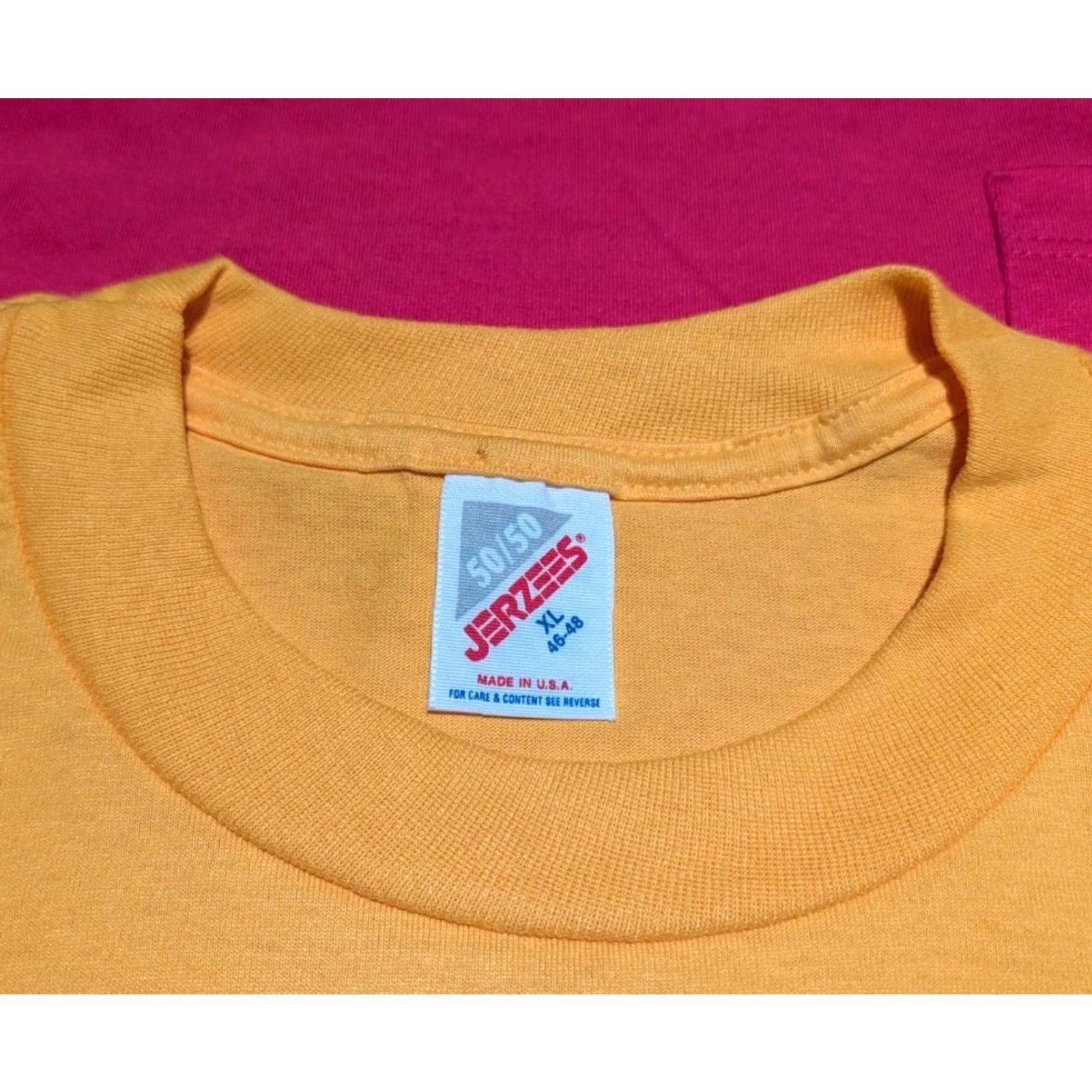 Jerzees VINTAGE Jerzees 50/50 Tee Shirt Lot Of 2 USA Made XL Pink & Yellow Short Sleeve Crew Neck Mens 90s NWOT Size US XL / EU 56 / 4 - 3 Thumbnail